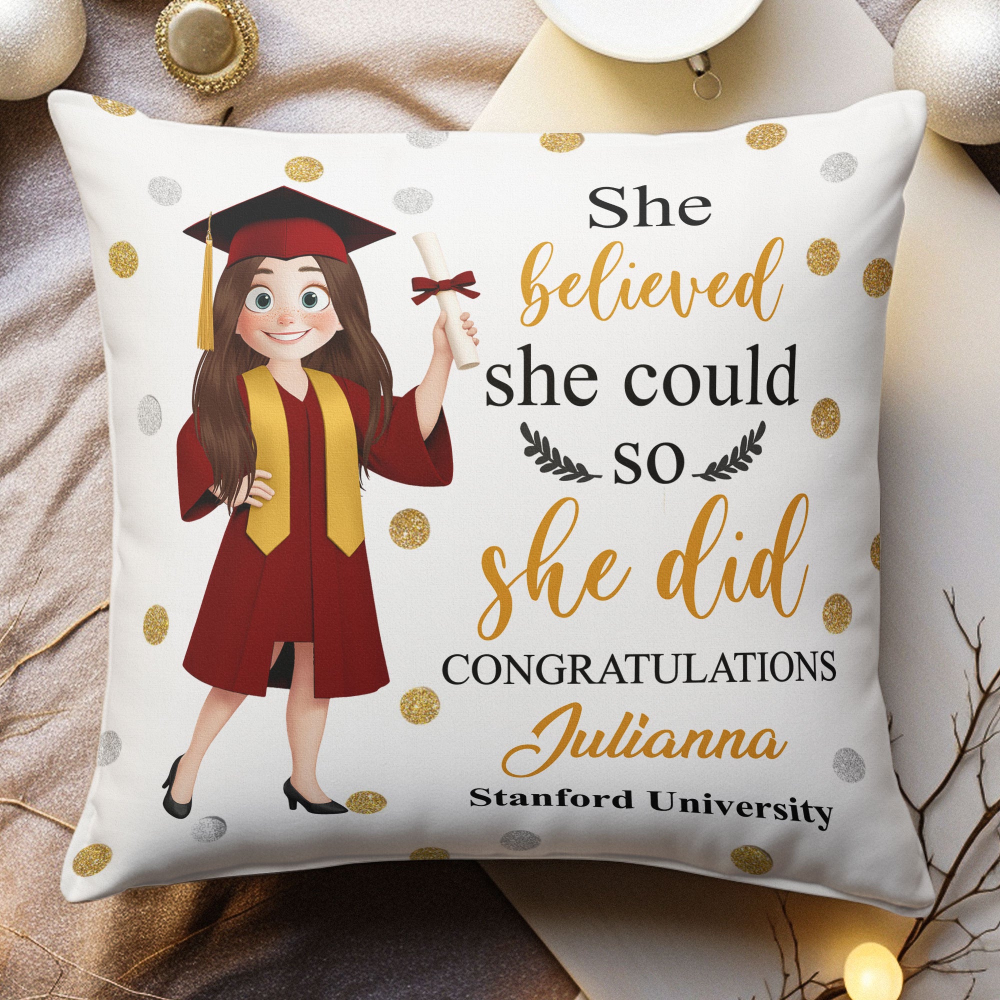 Graduation Cute Cartoon - Personalized Pillow (Insert Included)
