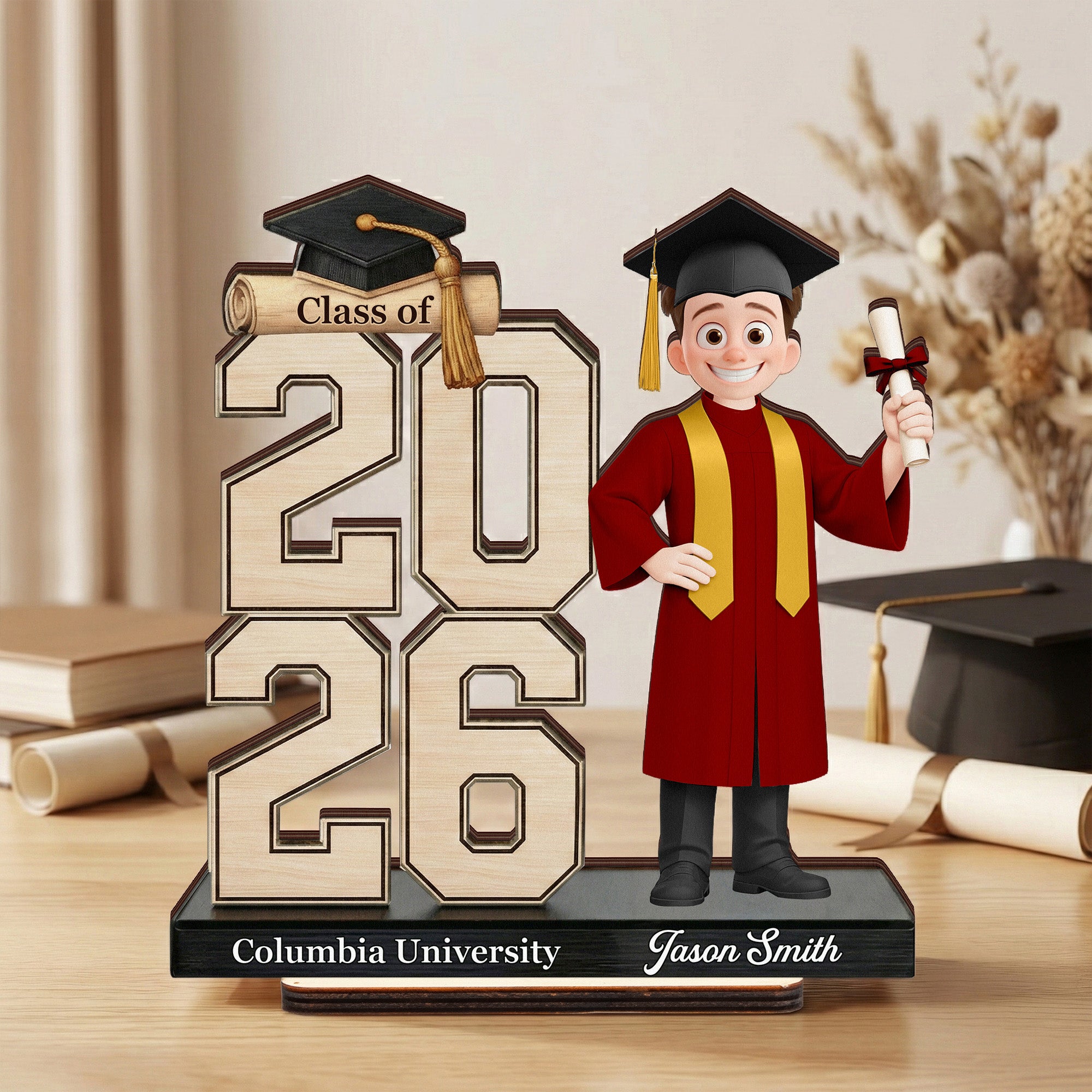 Graduation Cute Cartoon - Personalized Wooden Plaque