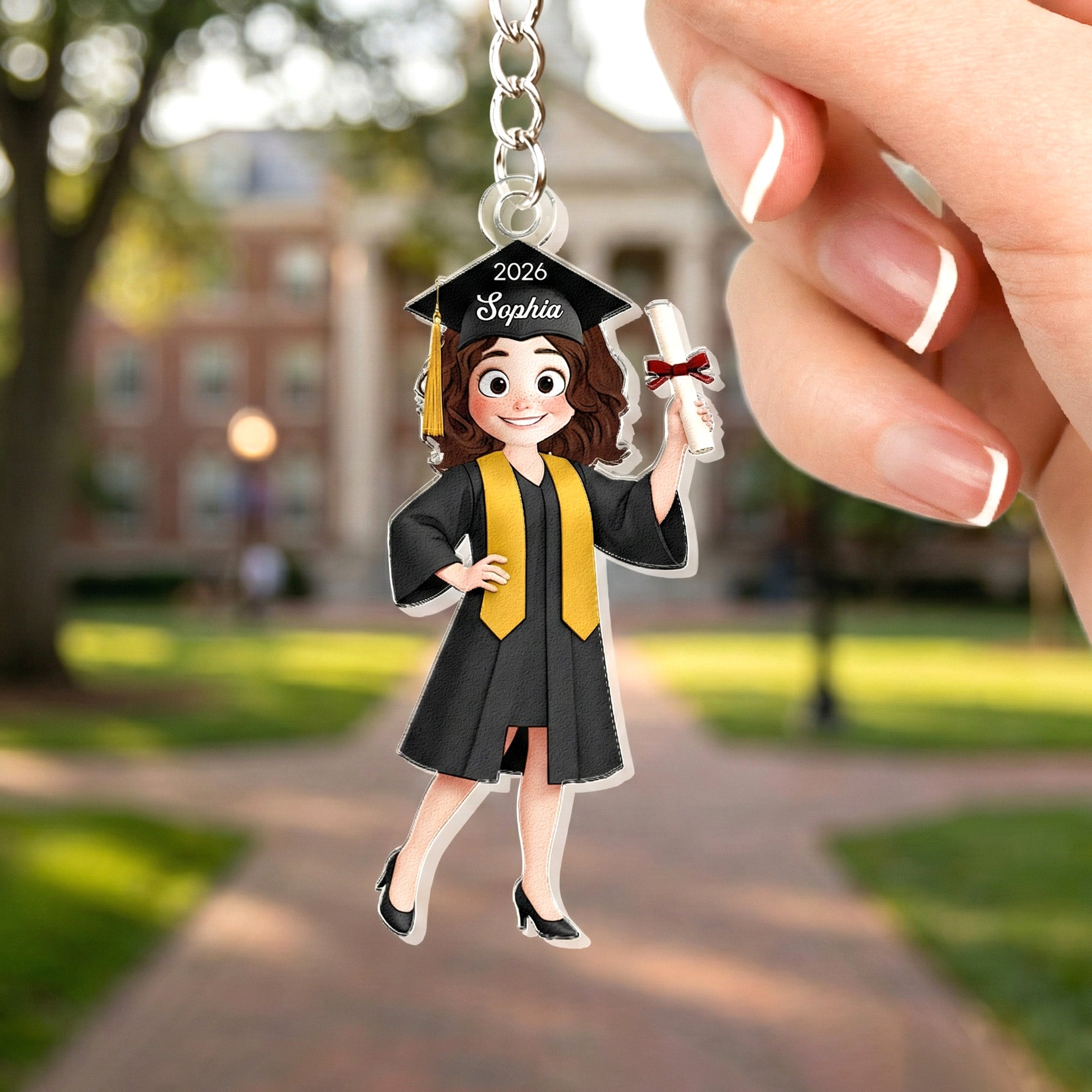 Graduation Cute Catoon Gift For Him Her - Personalized Acrylic Keychain