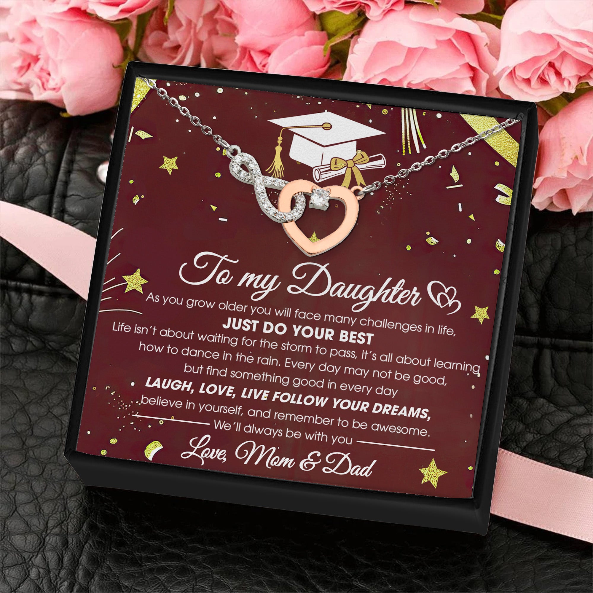 Graduation Gift Daughter Believe In Yourself - Personalized Infinity Heart Necklace