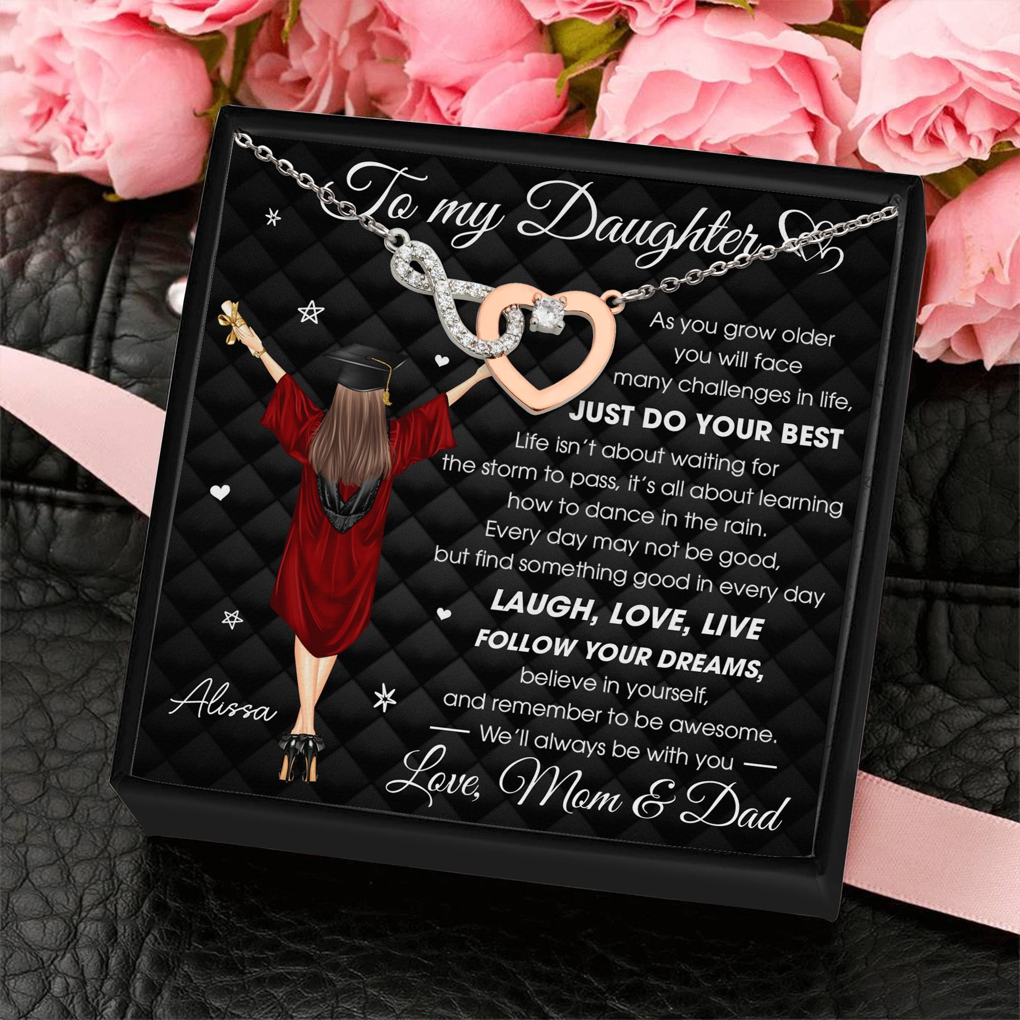 Graduation Gift Daughter Just Do Your Best - Personalized Infinity Heart Necklace