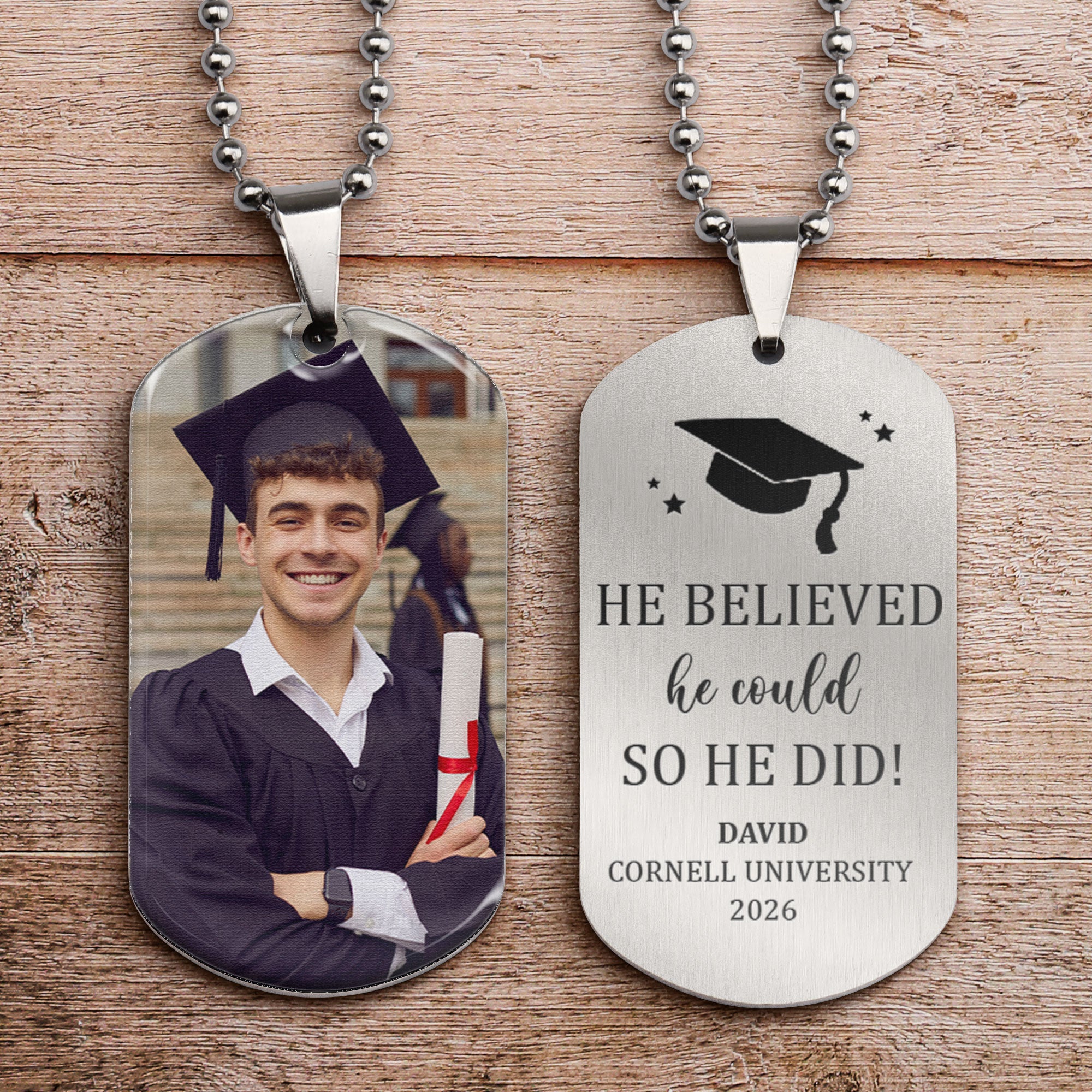 Graduation Gift I Wish You The Strength - Personalized Photo Dog Tag Necklace