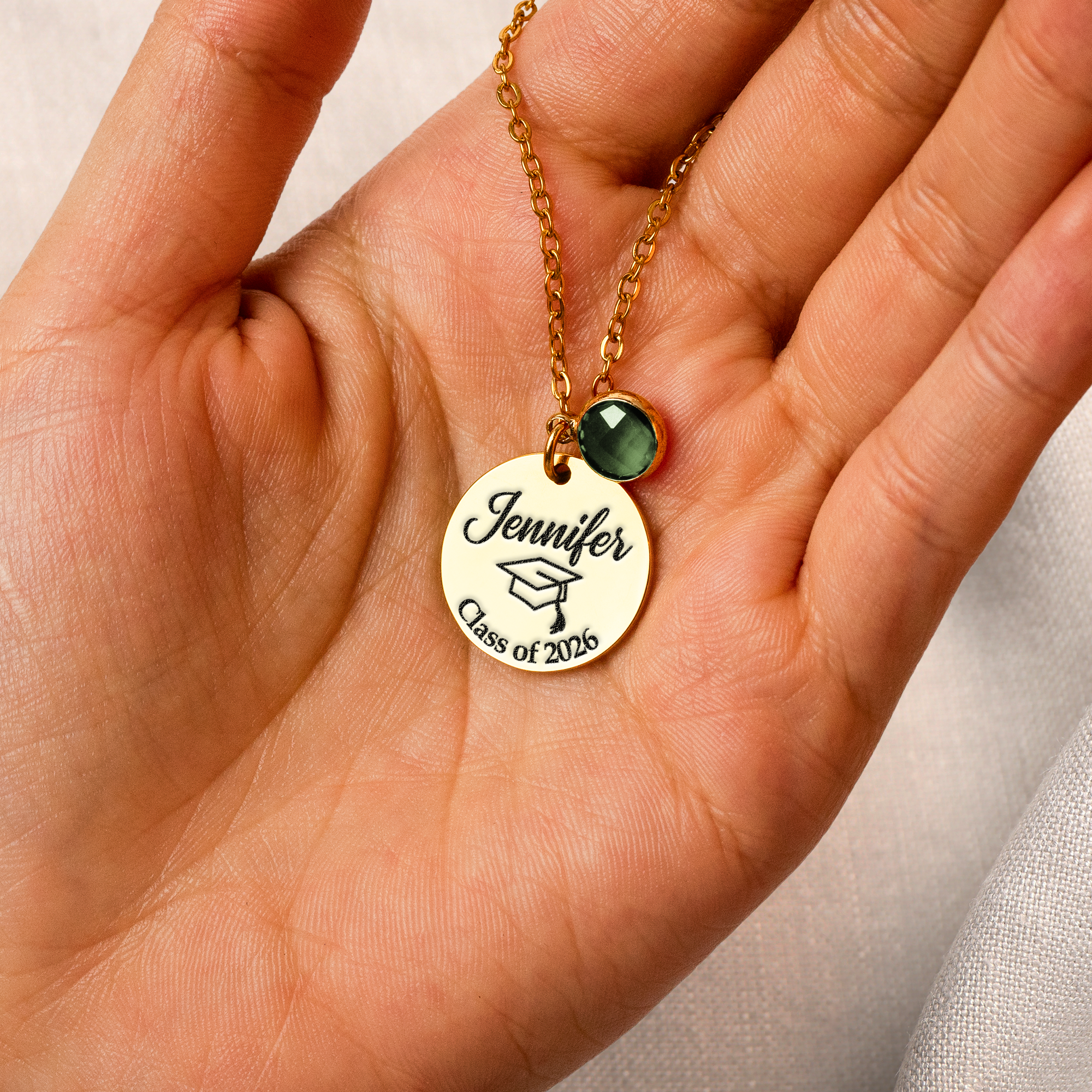 Graduation Necklace Custom Name And Birthstone - Personalized Birthstone Necklace