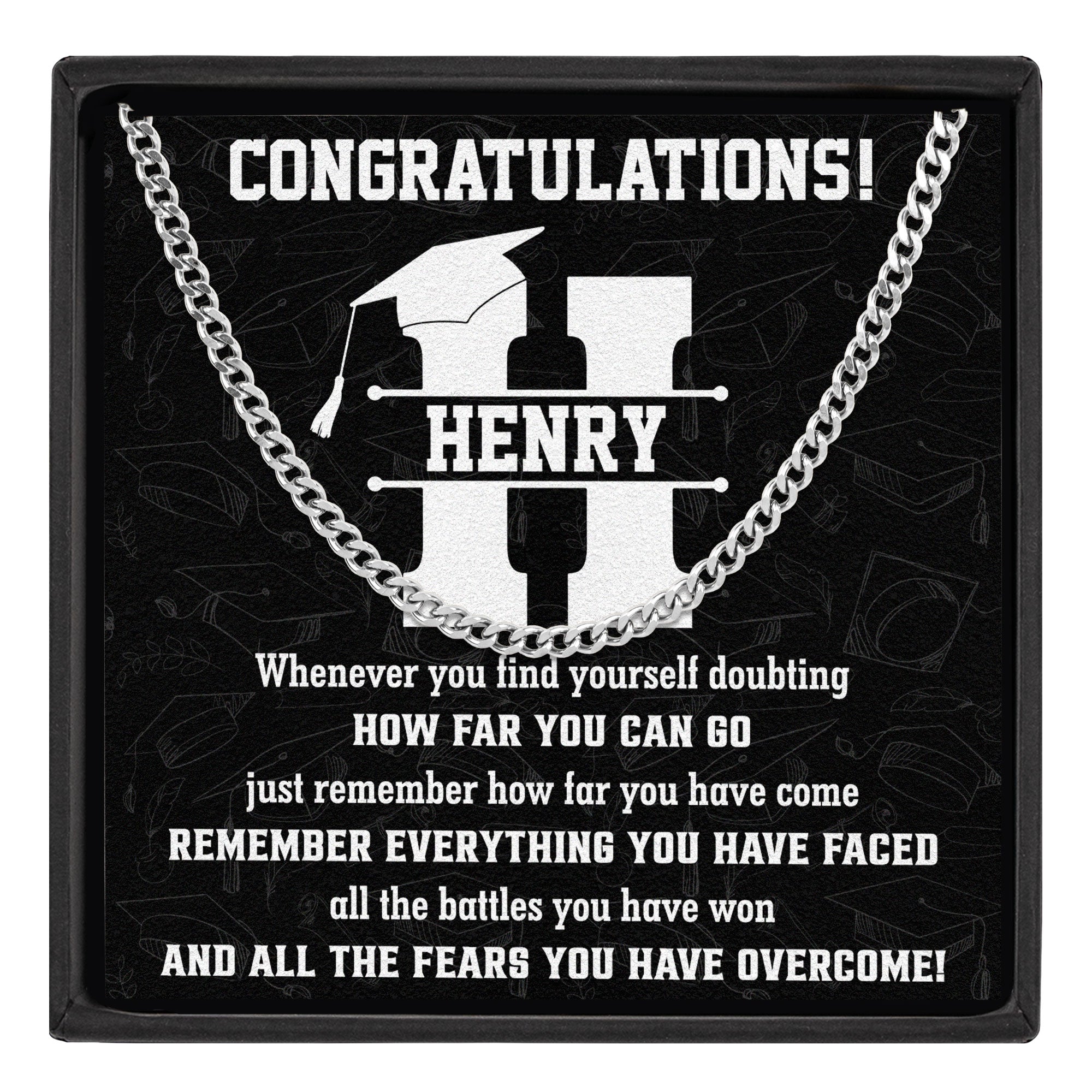 Graduation Remember How Far You Have Come - Personalized Men's Cuban Link Chain