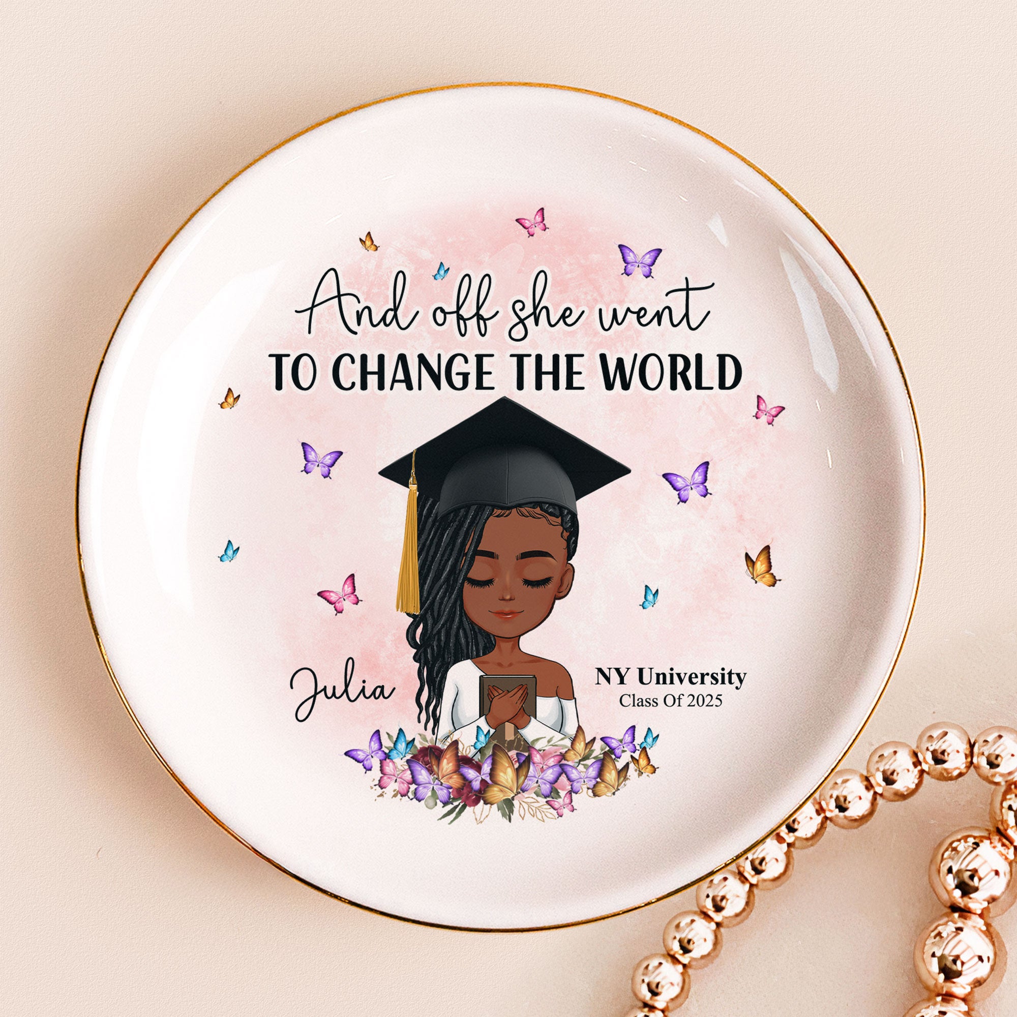 Graduation She Went To Change The World - Personalized Jewelry Dish