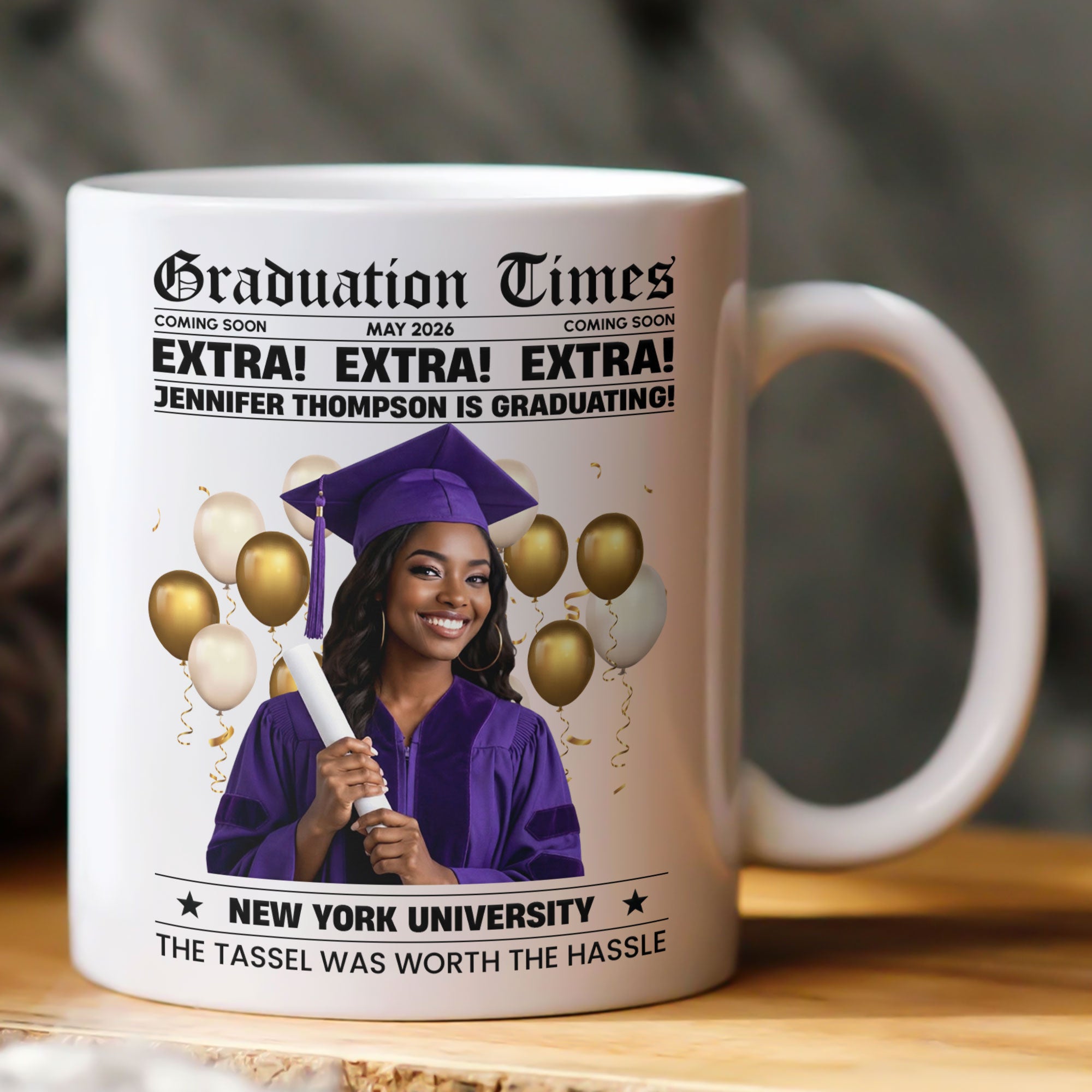 Graduation Time Newspaper Senior Keepsake - Personalized Photo Mug