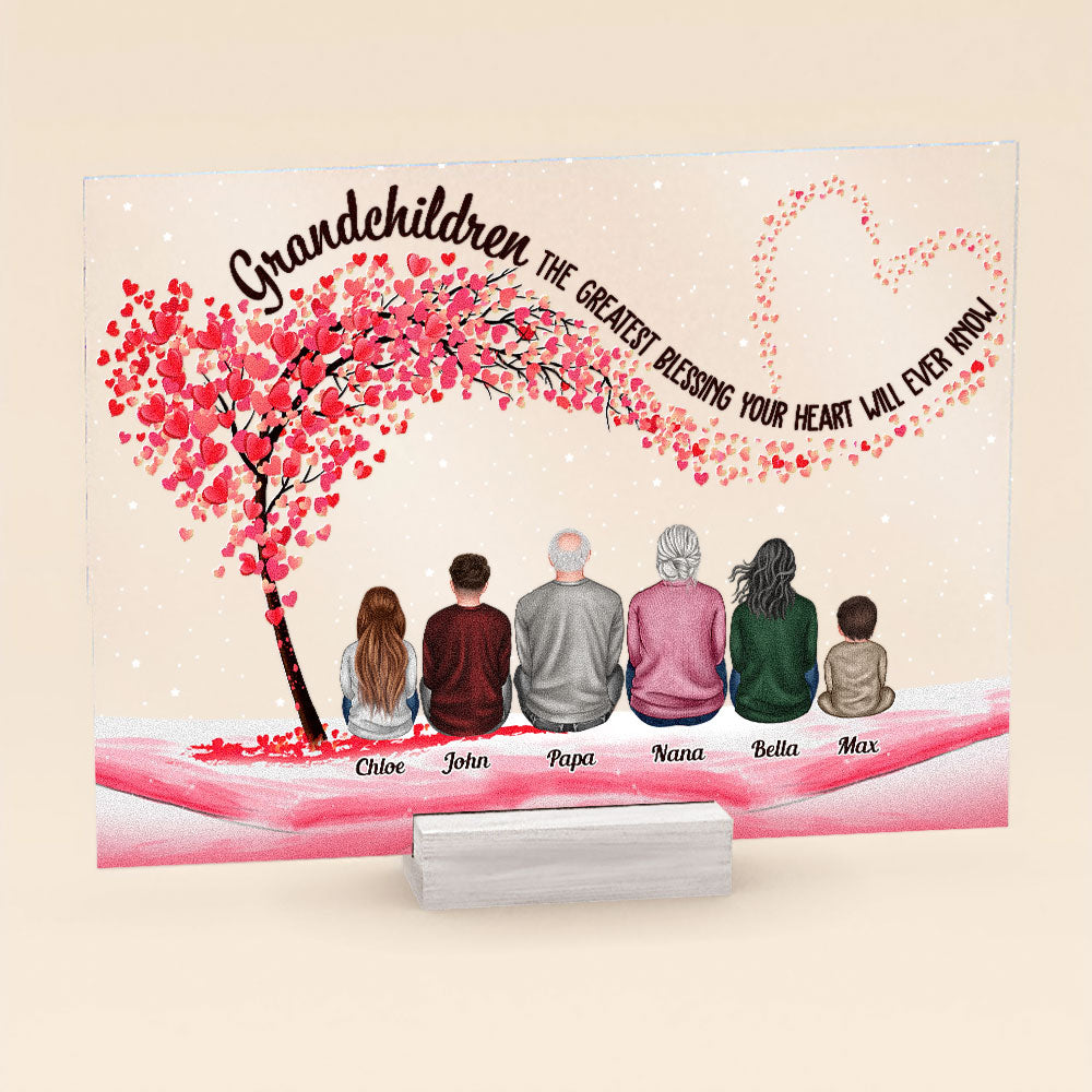 Grandchildren The Greatest Blessing Your Heart Will Ever Know - Personalized Acrylic Plaque - Christmas Gift For Grandparents, Nana, Papa