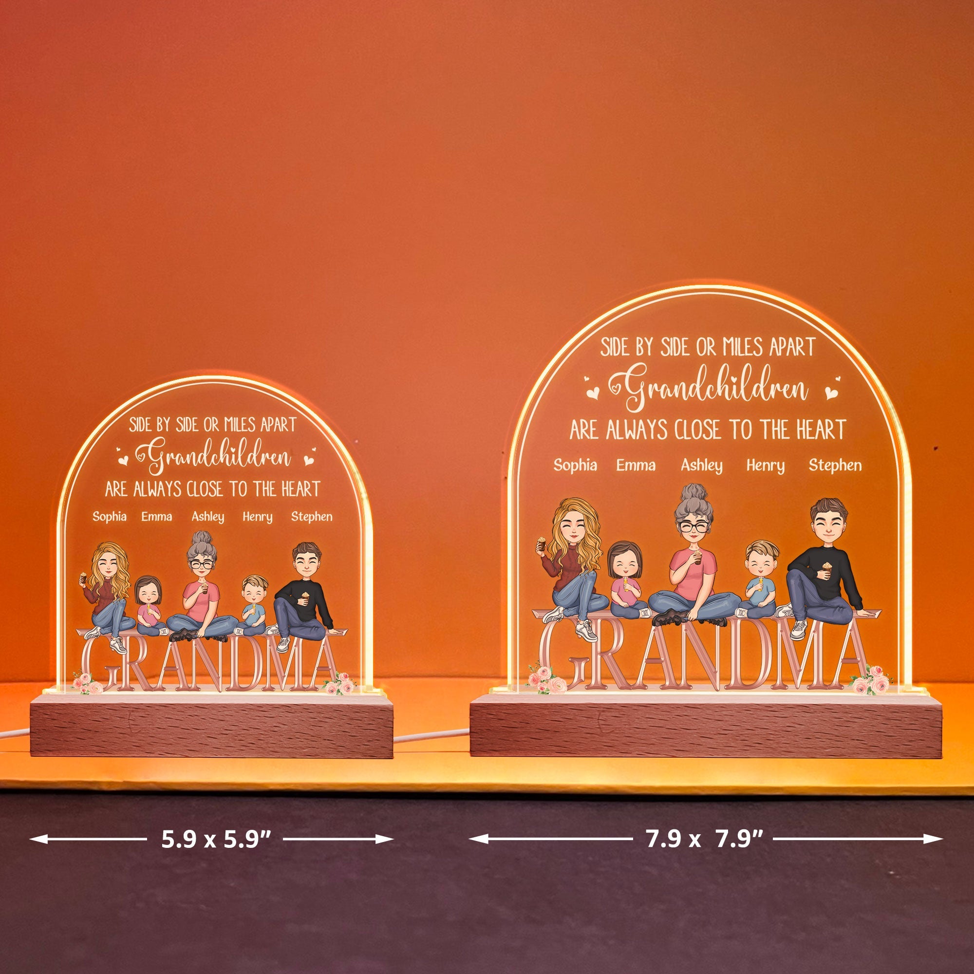 Grandkids Are Always Close To The Heart - Personalized LED Light - Mother's Day, Birthday, Loving Gift For Grandma, Nana, Gigi