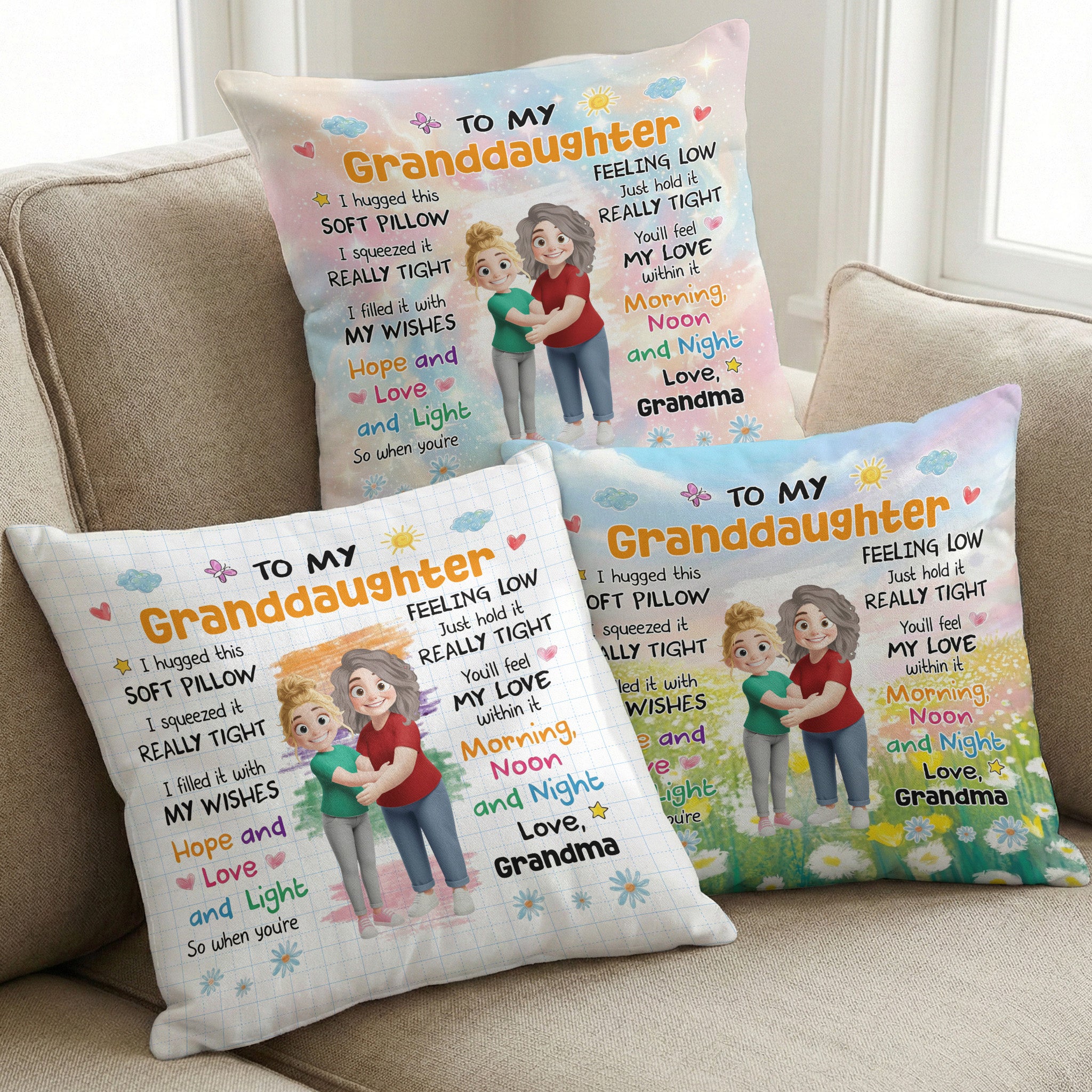 Grandma And Grandkid Hug This - Personalized Pillow (Insert Included)