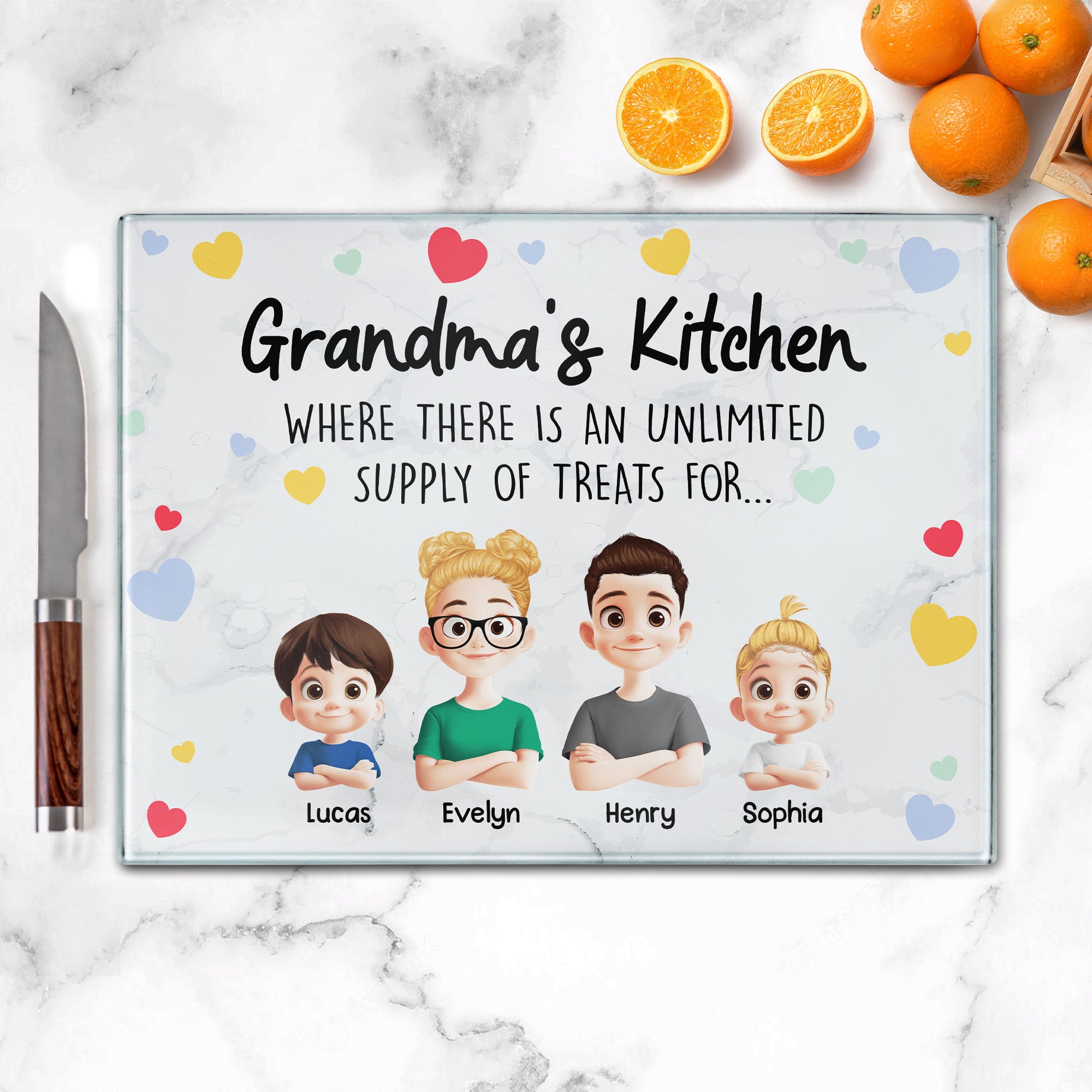 Grandma Kitchen - Personalized Glass Cutting Board
