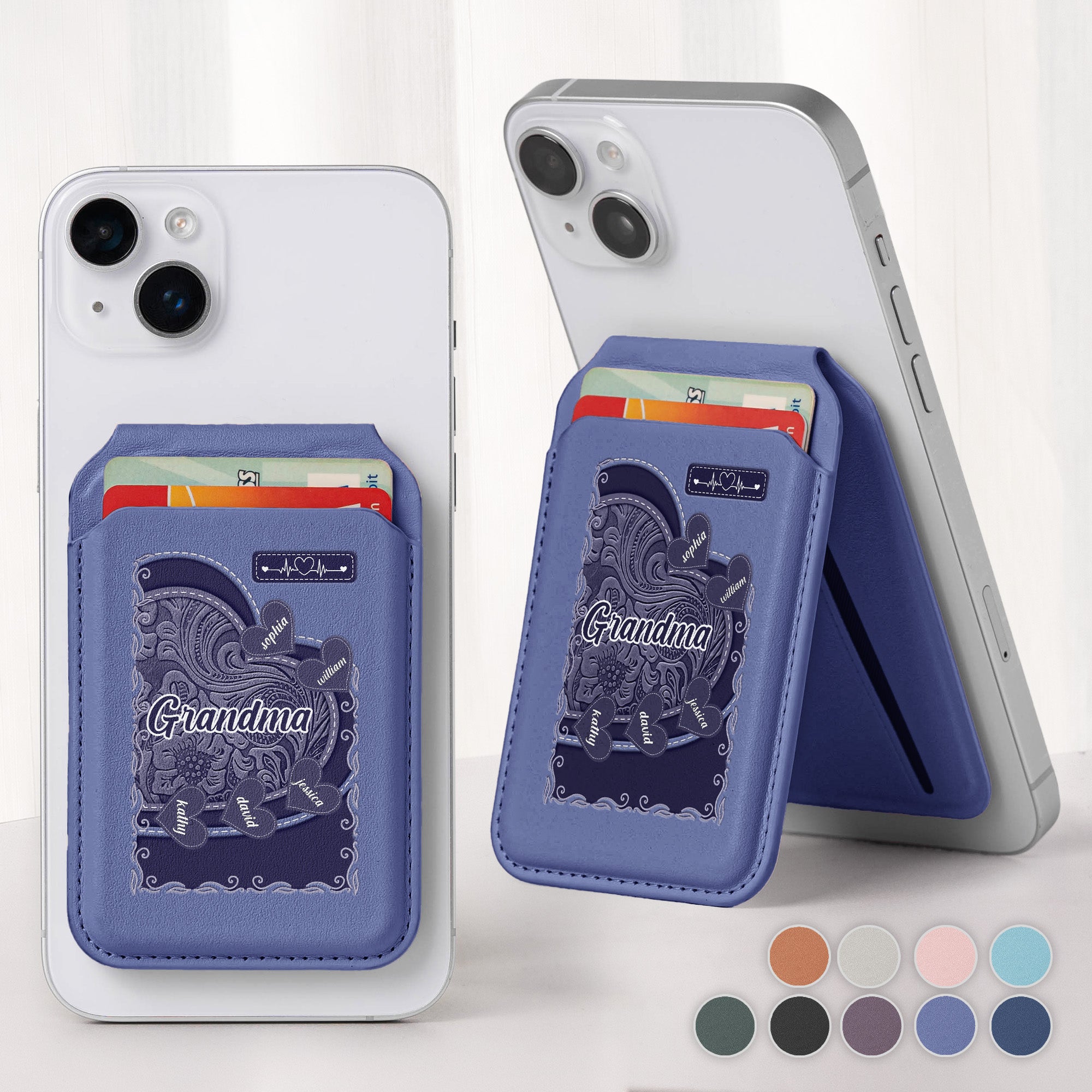 Grandma, Mom Little Sweethearts - Personalized Wallet Compatible With Magsafe