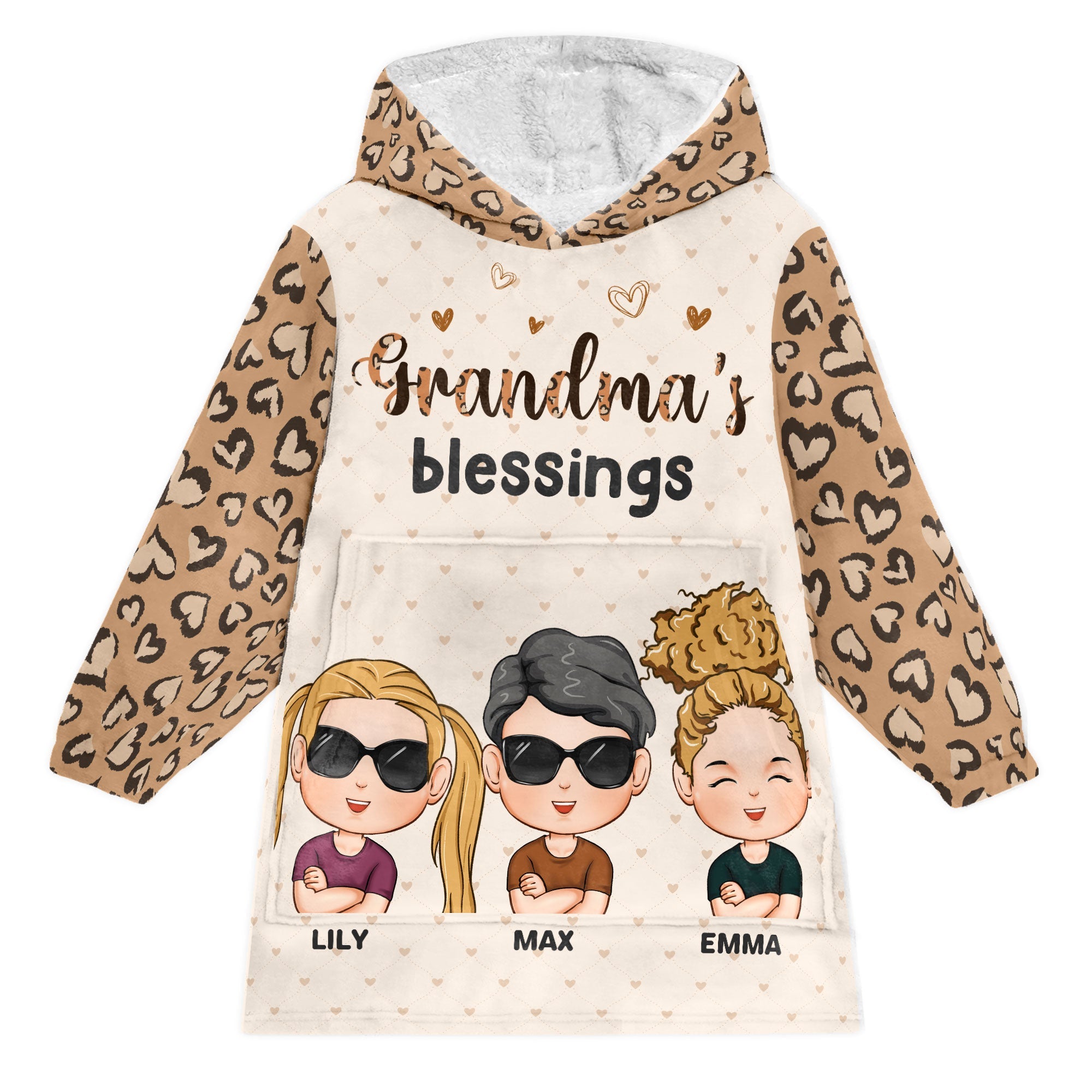 Grandma Mommy's Blessings - Personalized Oversized Blanket Hoodie