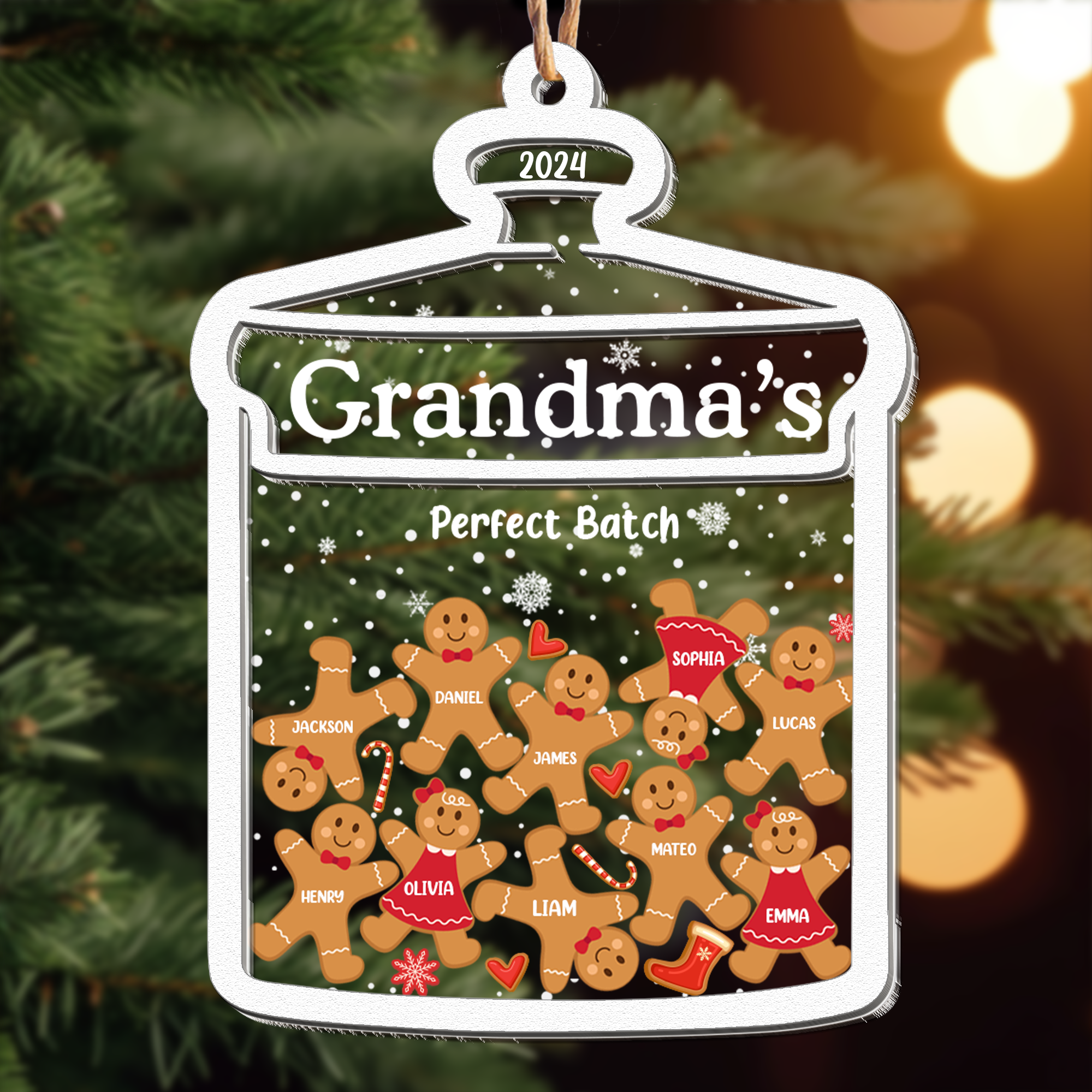 Grandma Perfect Batch Gingerbread - Personalized Wood And Acrylic Ornament - Gift For Grandma