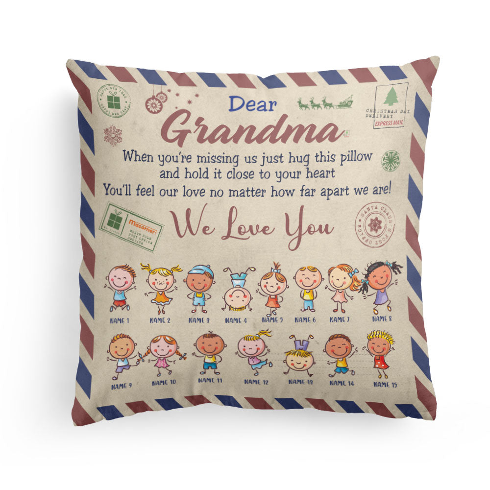 Grandma Postcard  - Personalized Pillow (Insert Included) - Christmas Gift For Grandma