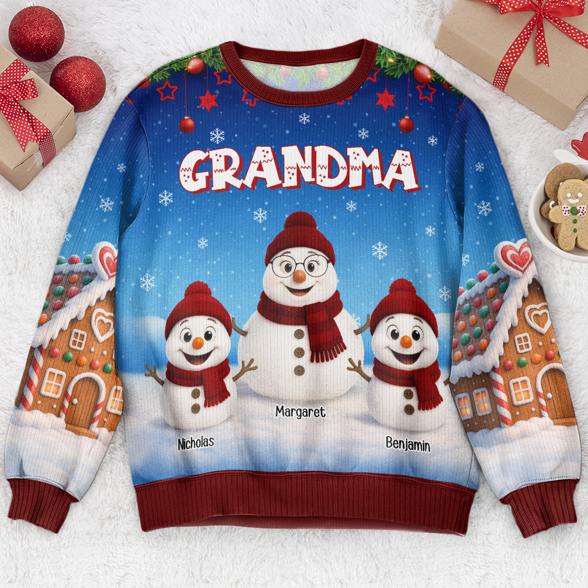 Grandma Snowman Love - Personalized 3D Printed Sweatshirt