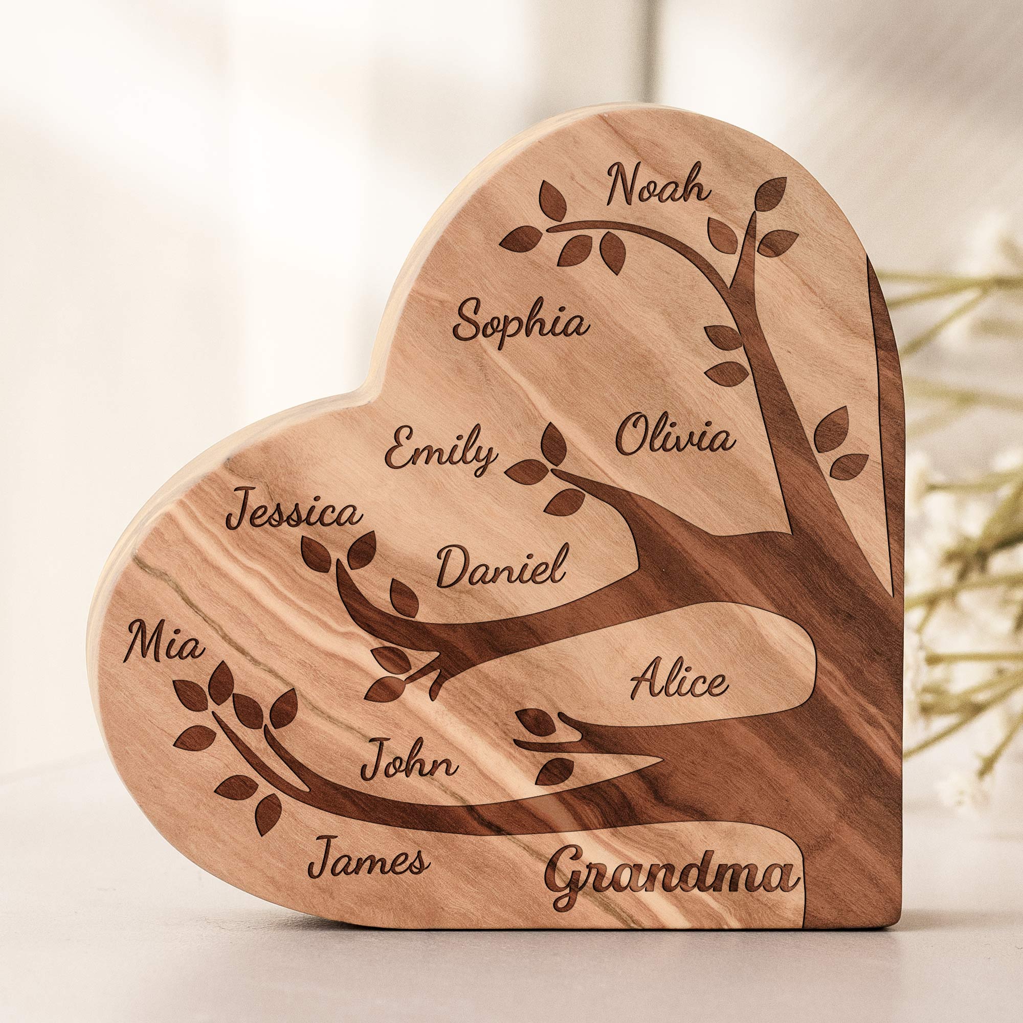 Grandma With Children Name - Personalized Engraved Wood Plaque