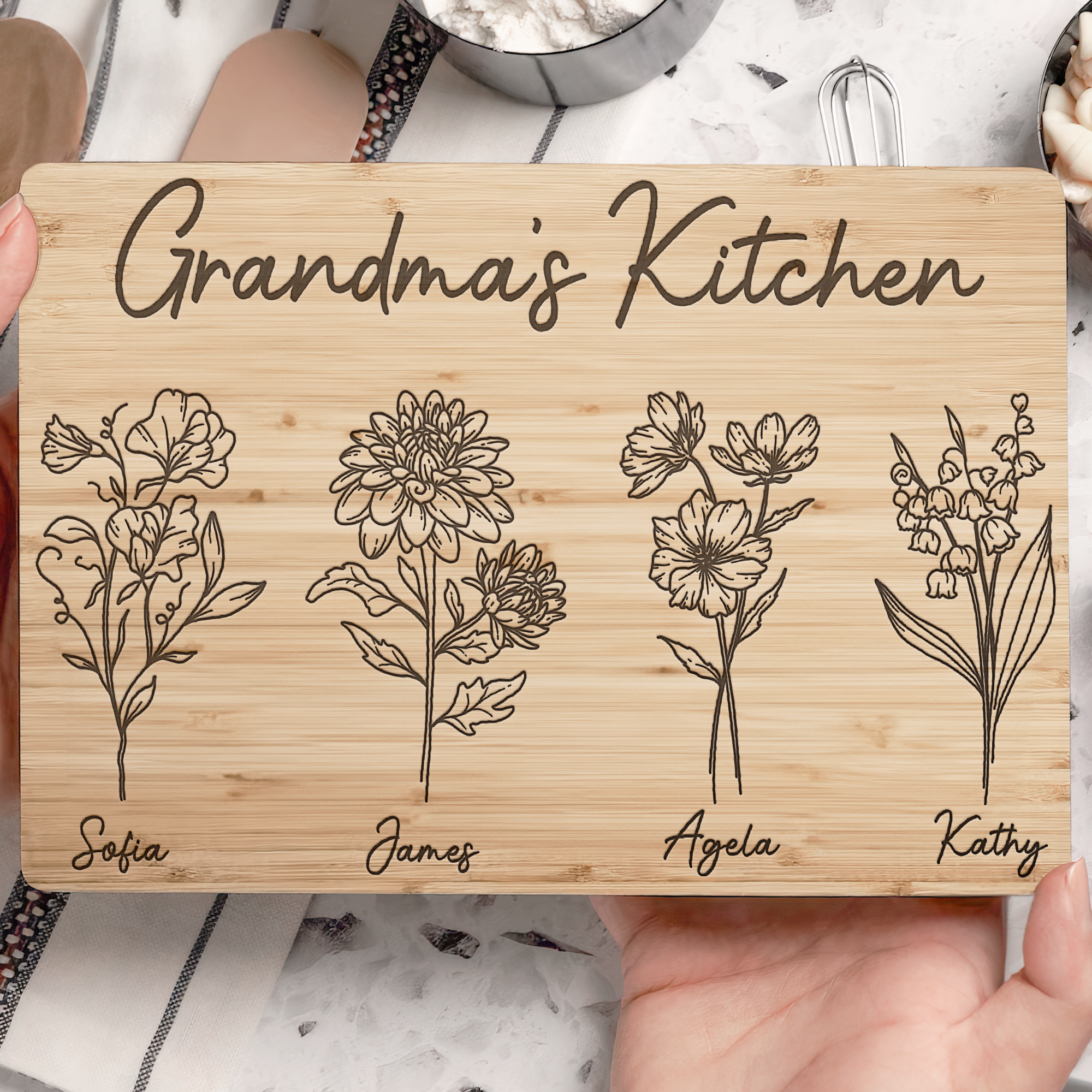 Grandma's Kitchen Custom Nini Gigi Mom Mama - Personalized Cutting Board