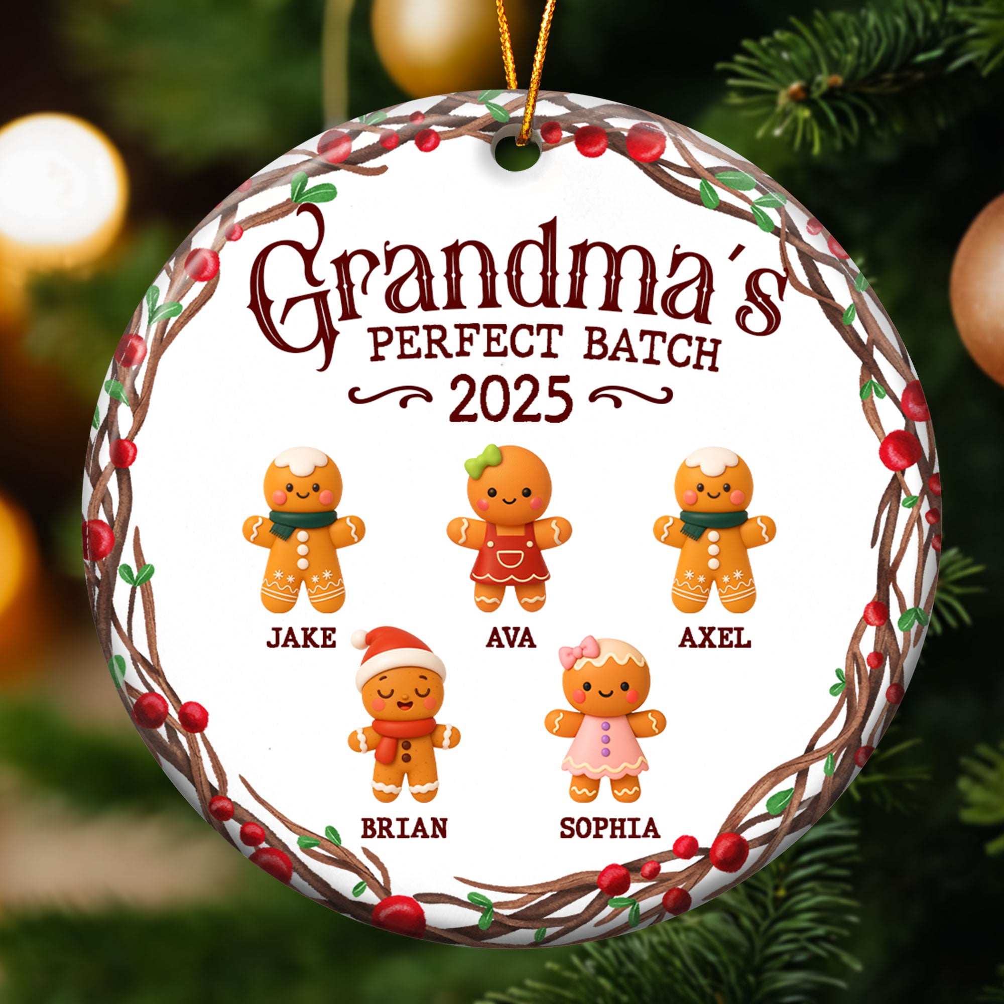 Grandma's Perfect Batch Christmas Cookie Gingerbread - Personalized Ceramic Ornament