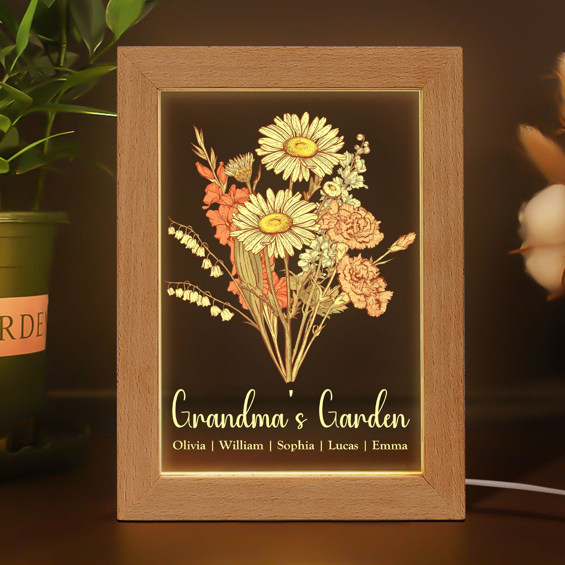 Grandma's Garden - Personalized Frame Lamp