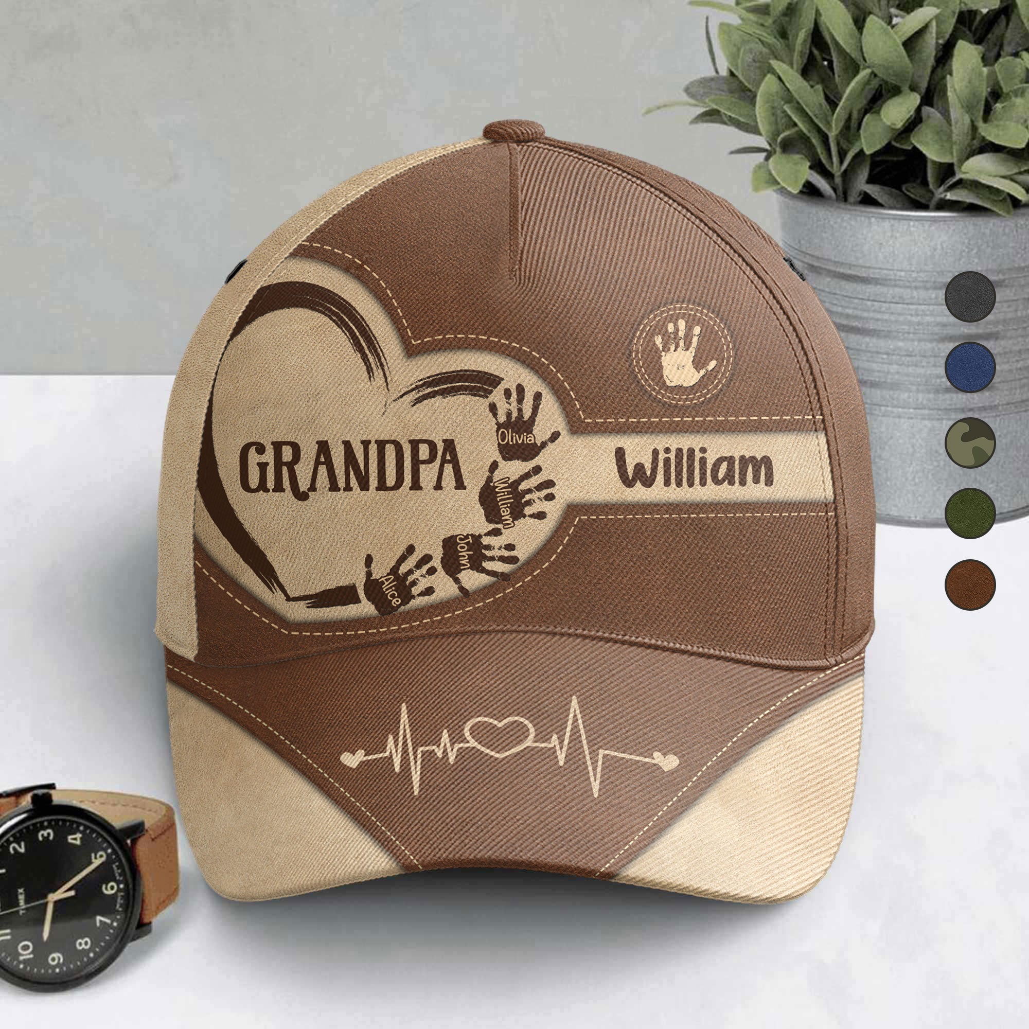 Grandpa Dad Kids Handprints - Personalized Classic Cap - Gift For Grandpa