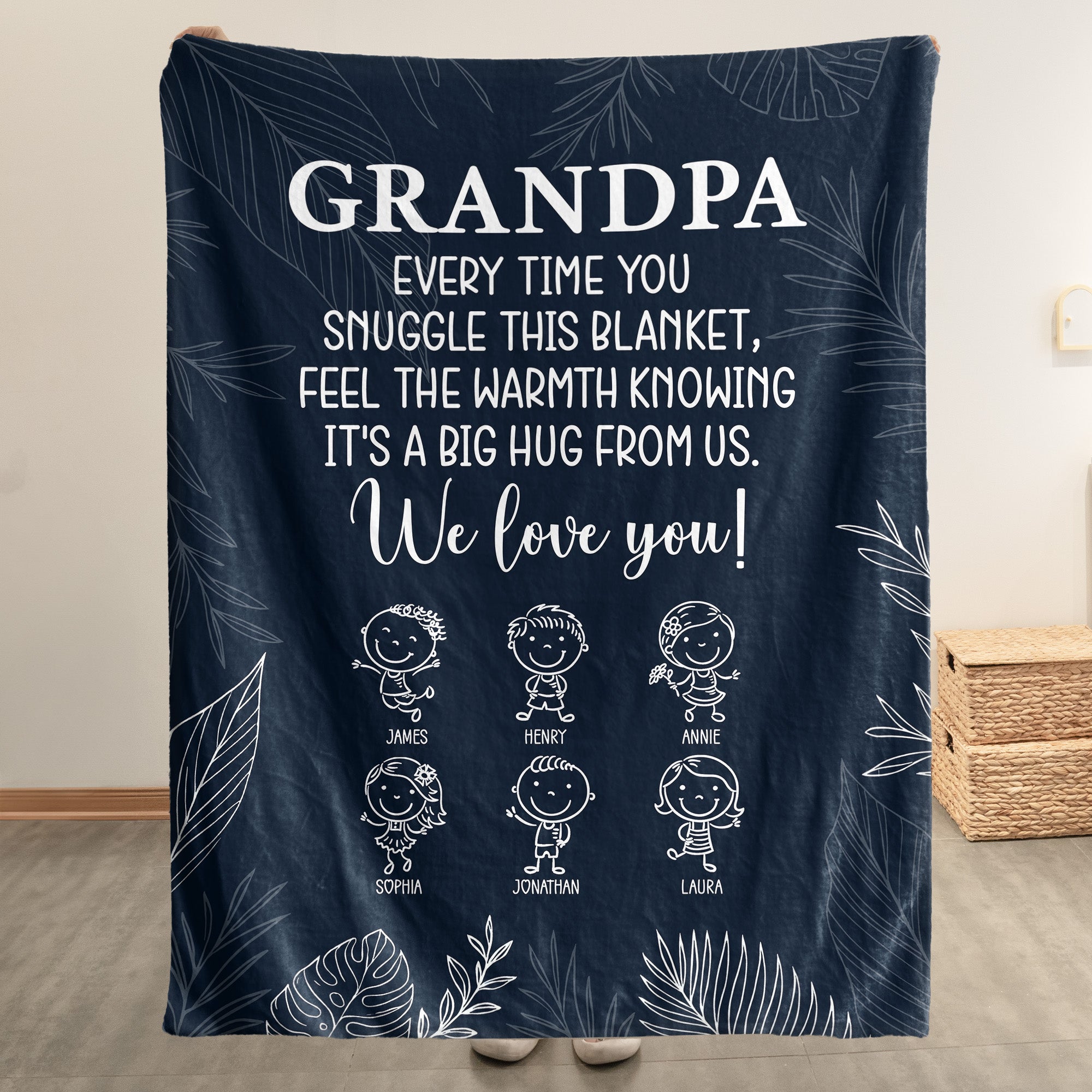 Grandpa From Doodle Grandkids - Personalized Blanket