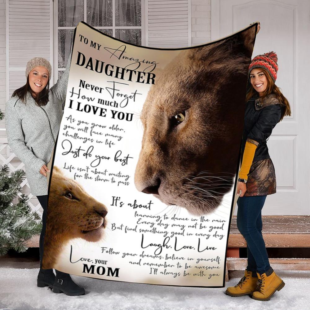 Lion Custom Blankets To My Amazing Daughter - Perfect Gift For Daughter - Fleece Blanket-A Loves Gift