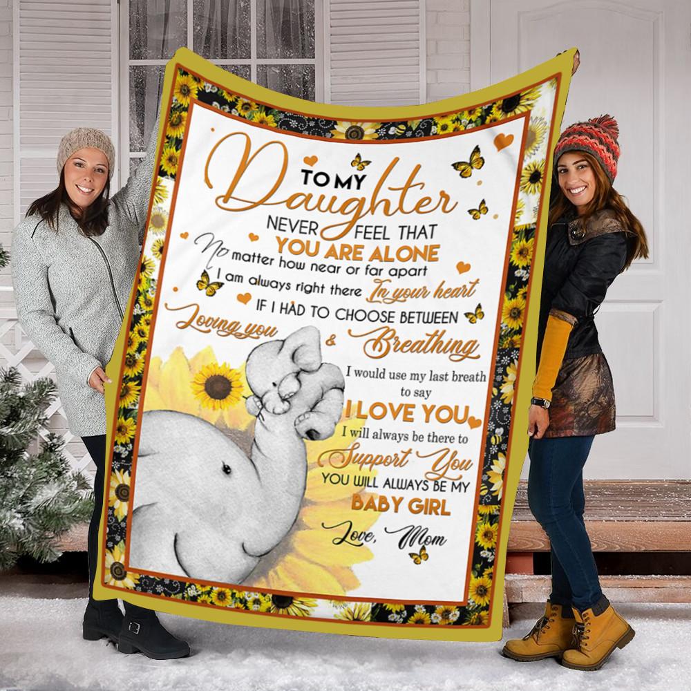 Custom Blanket Elephant To My Daughter Blanket - Gift For Daughter - Fleece Blanket-A Loves Gift