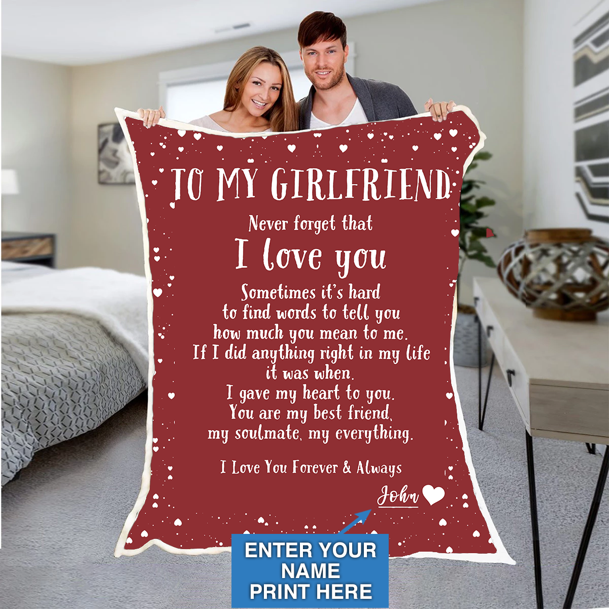 Custom Blankets Personalized Blanket - Perfect gift for Girlfriend - Sherpa Blanket-A Loves Gift