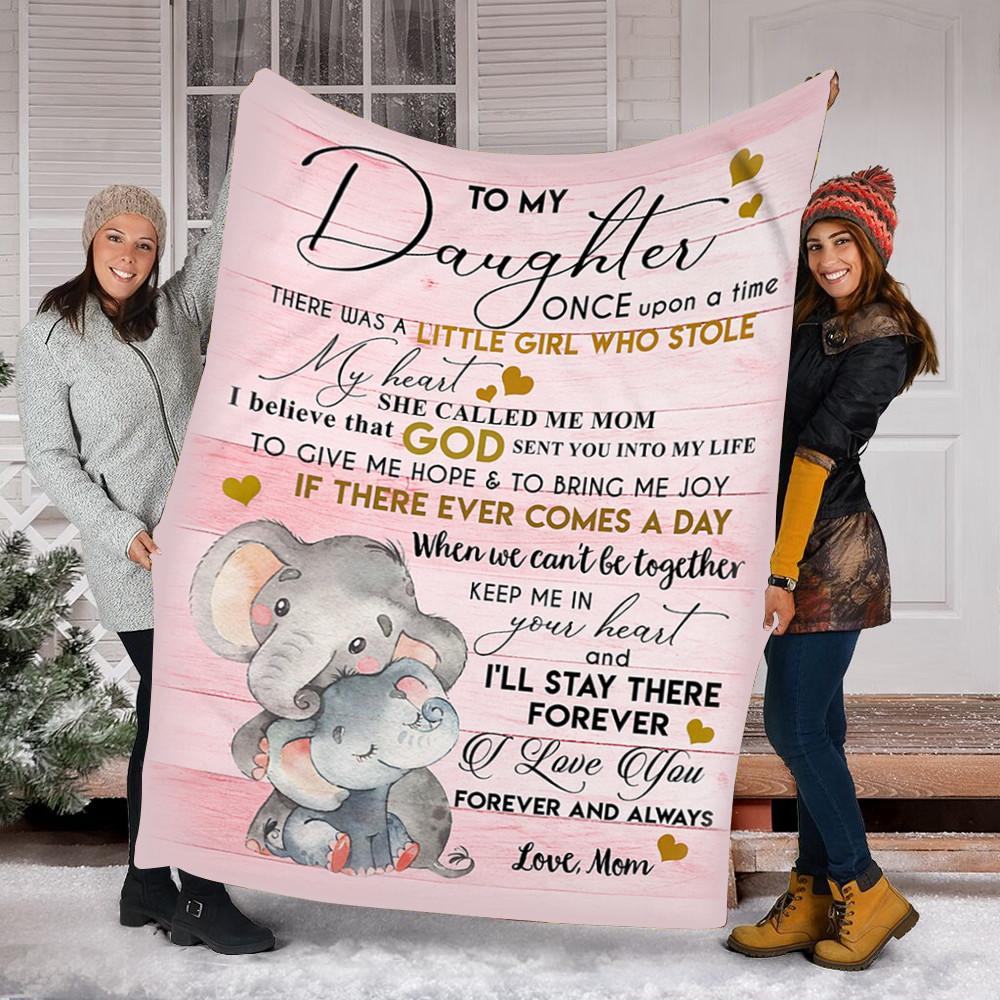 Elephant Custom Blanket To My Daughter Blanket - Gift For Daughter - Fleece Blanket-A Loves Gift