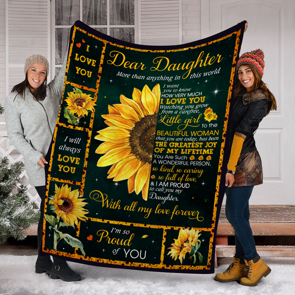 Custom Blanket Dear Daughter Blanket - Perfect Gift For Daughter - Fleece Blanket-A Loves Gift