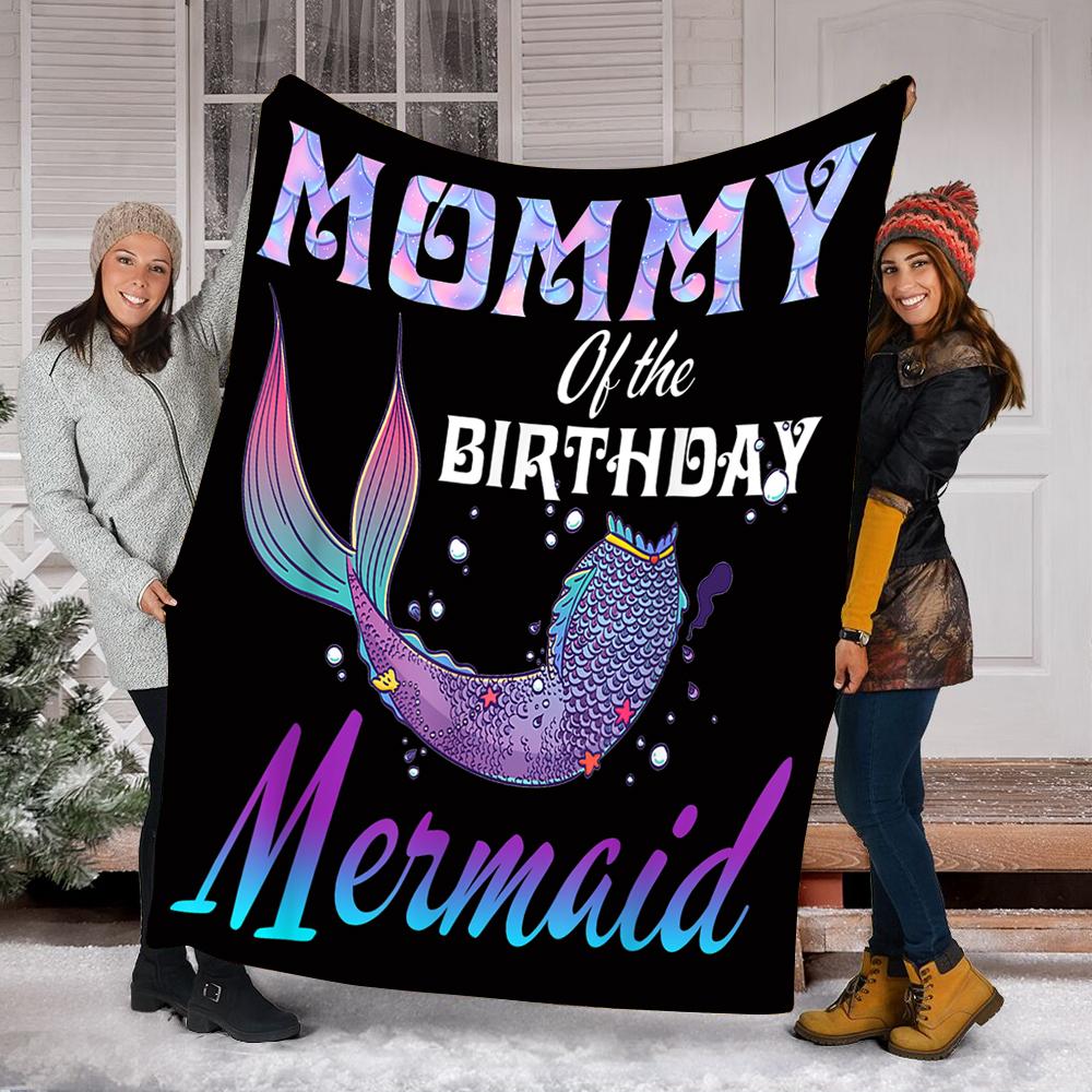Custom Blanket Mommy of The Birthday Mermaid Blanket - Fleece Blanket-A Loves Gift