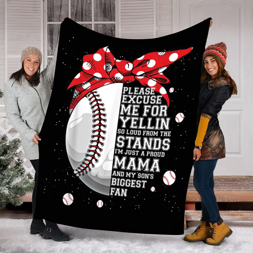 Custom Blanket Biggest Fan Baseball Mom Blanket - Gift For Mom - Fleece Blanket-A Loves Gift