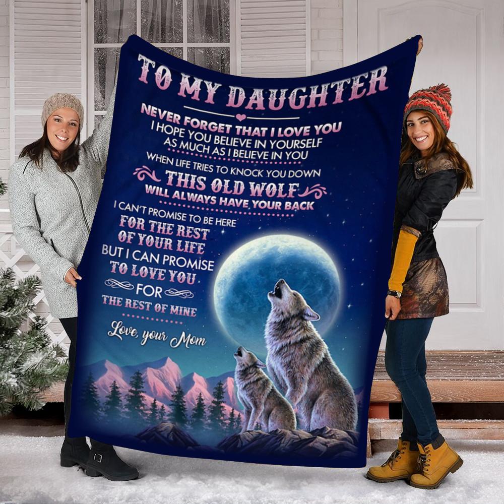 Custom Blanket Wolf To my Daughter Blanket - Gift For Daughter - Fleece Blanket-A Loves Gift