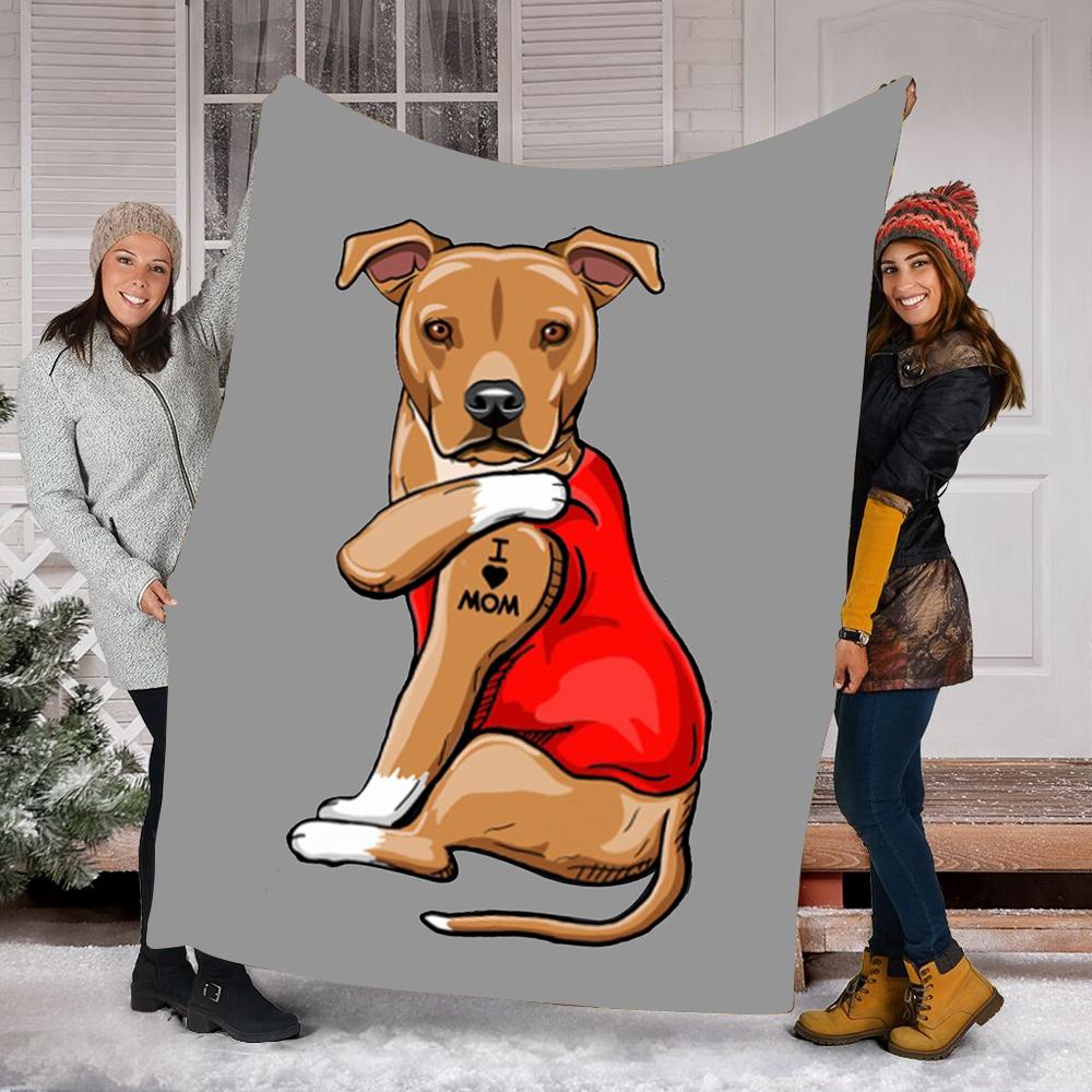 Custom Blanket I Love Mom Dog Blanket - Fleece Blanket-A Loves Gift