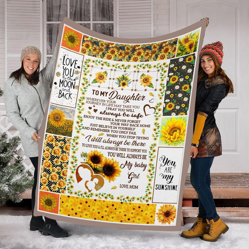 Custom Blanket Sunflower To My Daughter Blanket - Gift For Daughter - Fleece Blanket-A Loves Gift