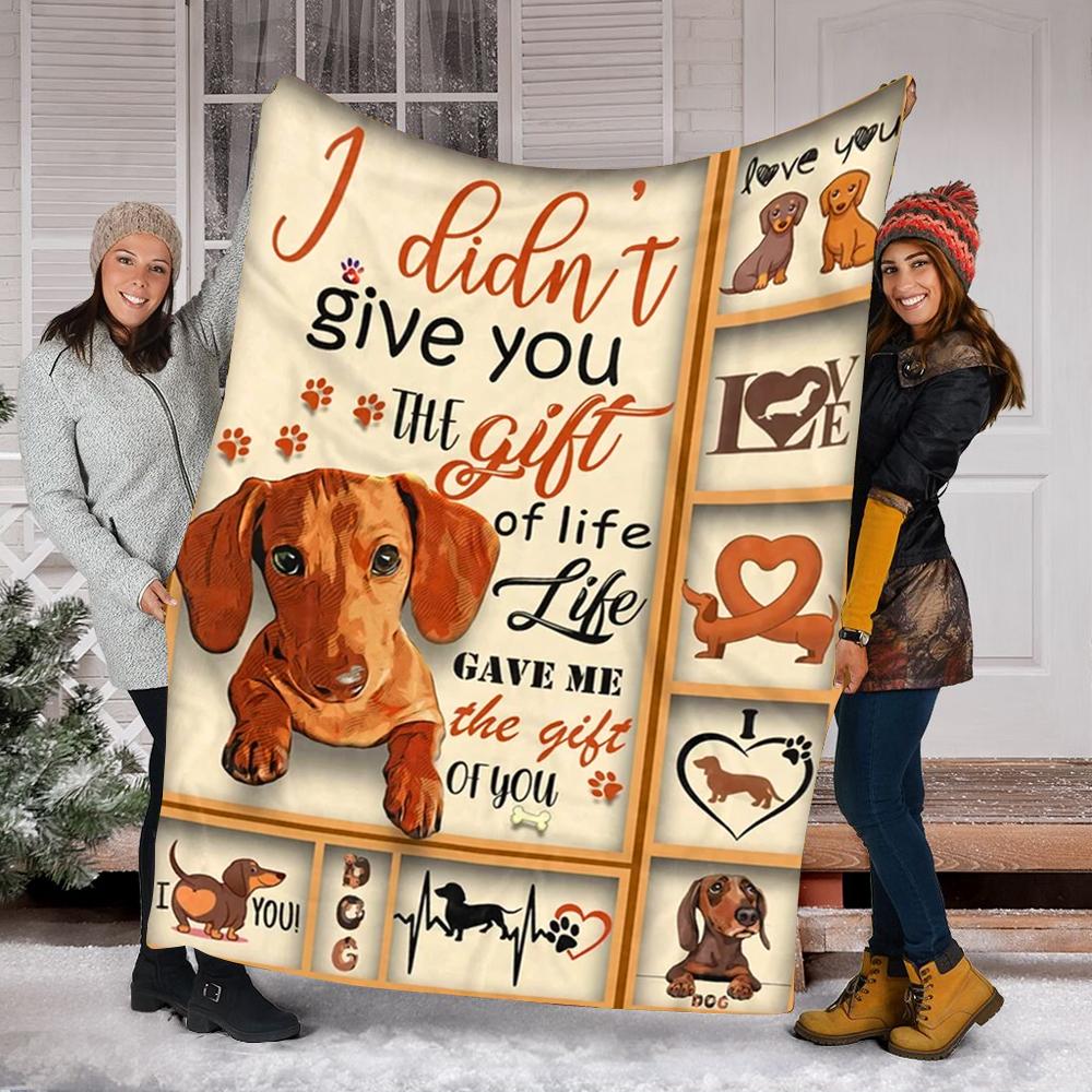 Custom Dachshund Dog Blanket - Doxie Mom Gift - Fleece Blanket-A Loves Gift
