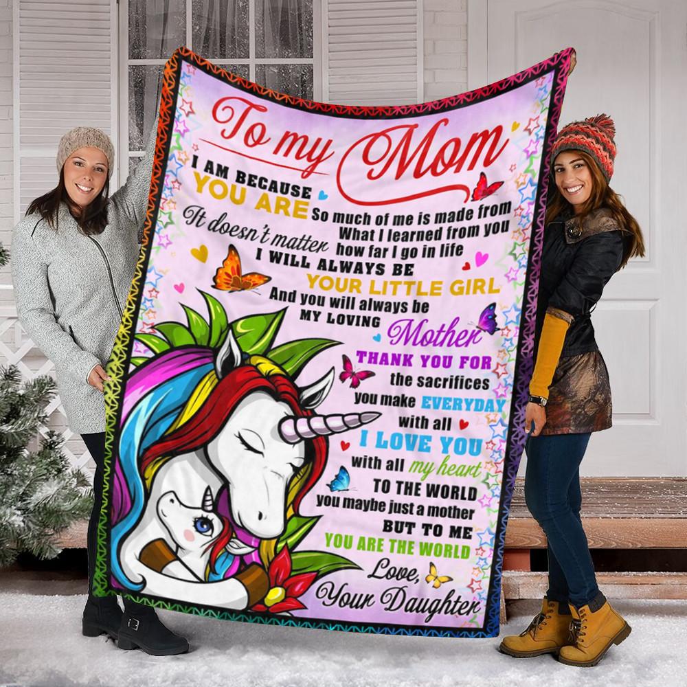 Custom Blanket Unicorn To My Mom Blanket - Gift For Mom - Fleece Blanket-A Loves Gift