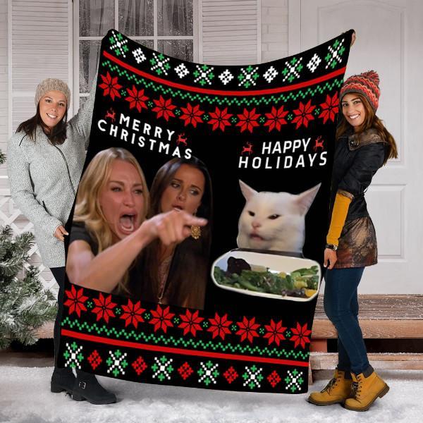 Woman Yelling At Cat Meme Blanket Christmas Gift-A Loves Gift