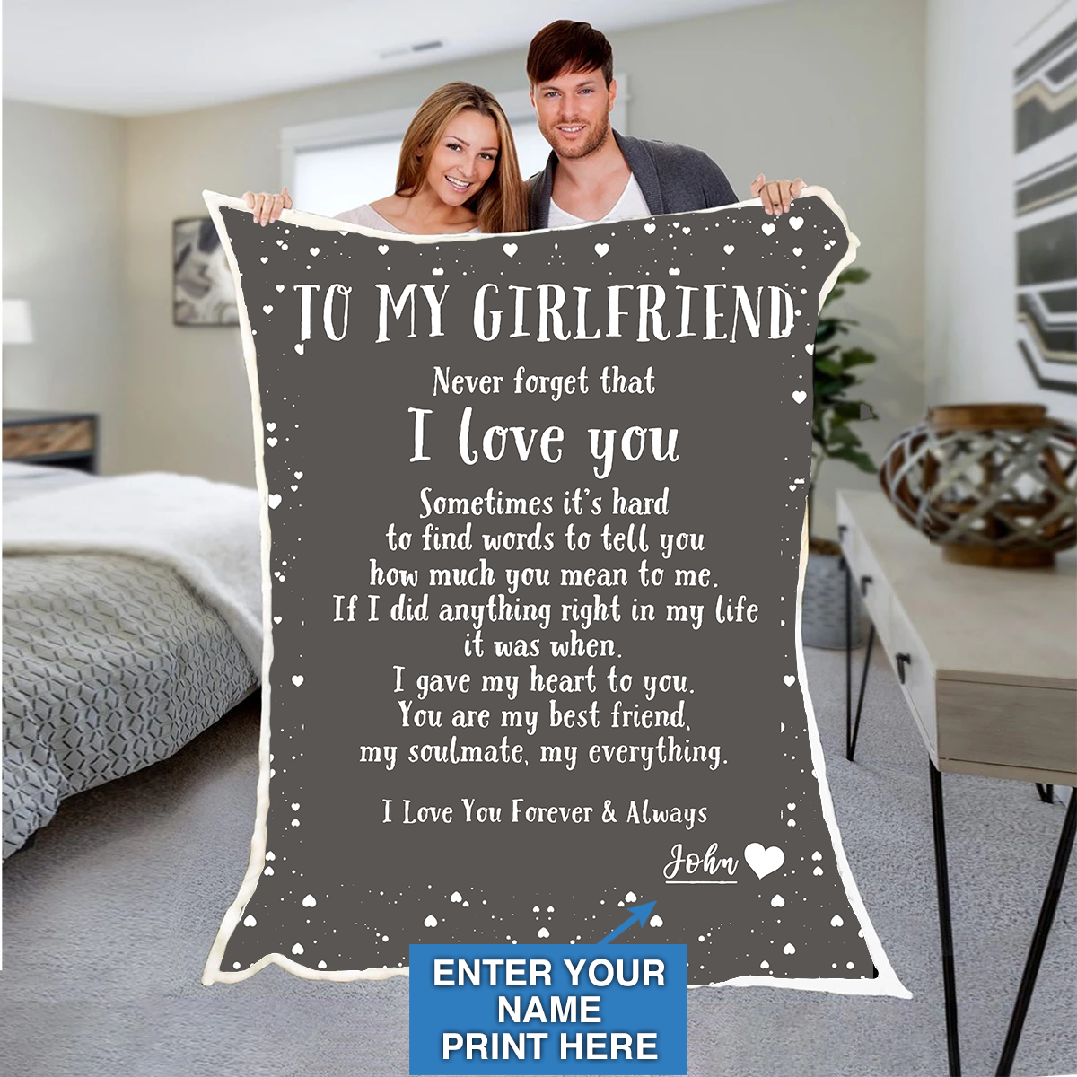 Custom Blankets Personalized Blanket - Perfect gift for Girlfriend - Sherpa Blanket-A Loves Gift