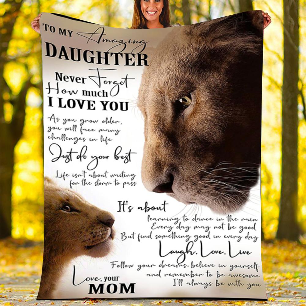 Lion Custom Blankets To My Amazing Daughter - Perfect Gift For Daughter - Fleece Blanket-A Loves Gift