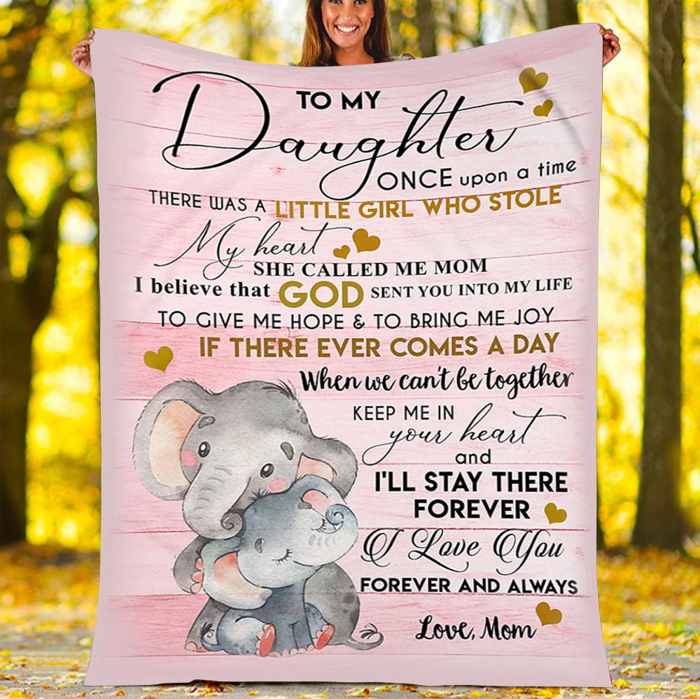 Elephant Custom Blanket To My Daughter Blanket - Gift For Daughter - Fleece Blanket-A Loves Gift
