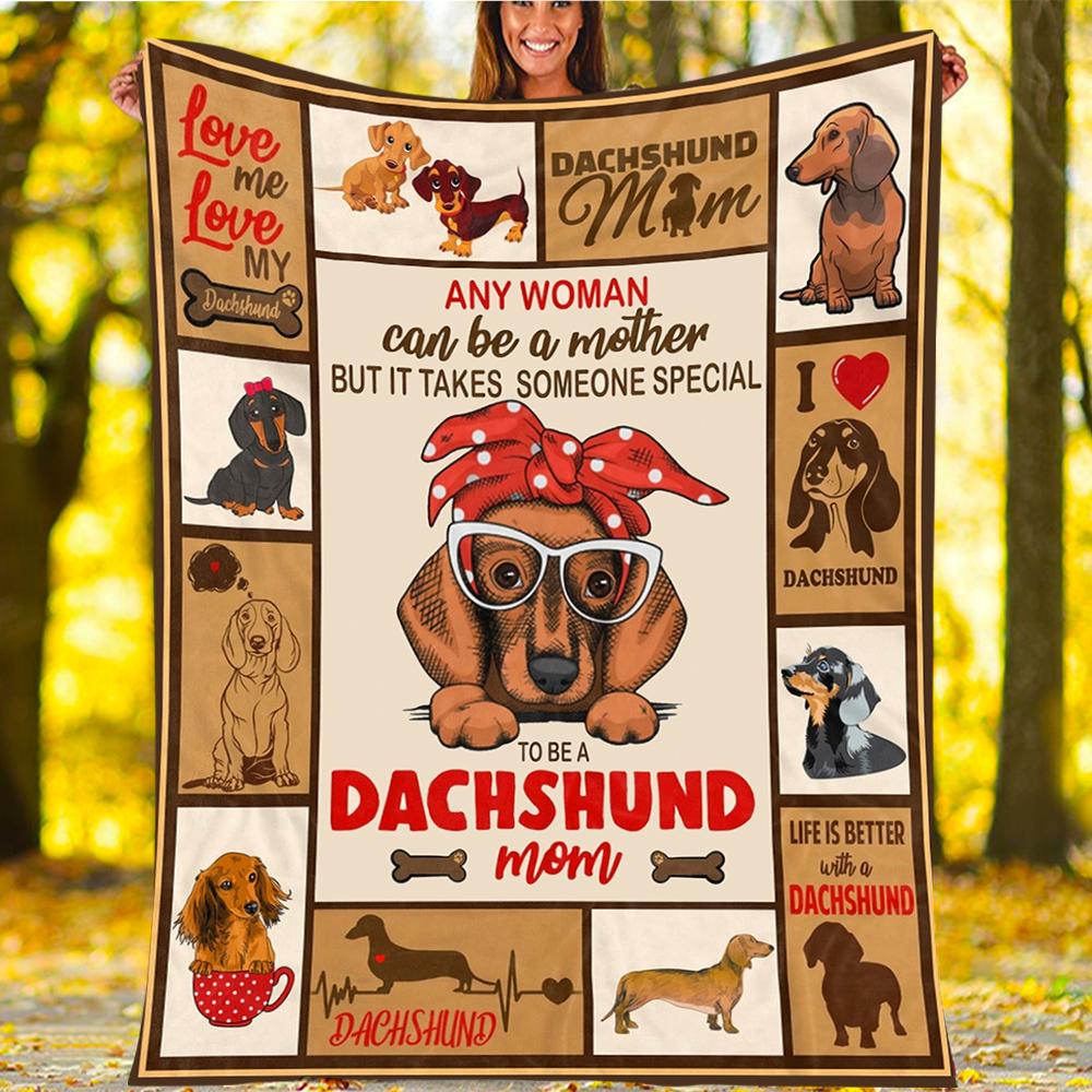 Custom Blanket Dachshund Mom Blanket - Gift For Mom 2 - Fleece Blanket-A Loves Gift