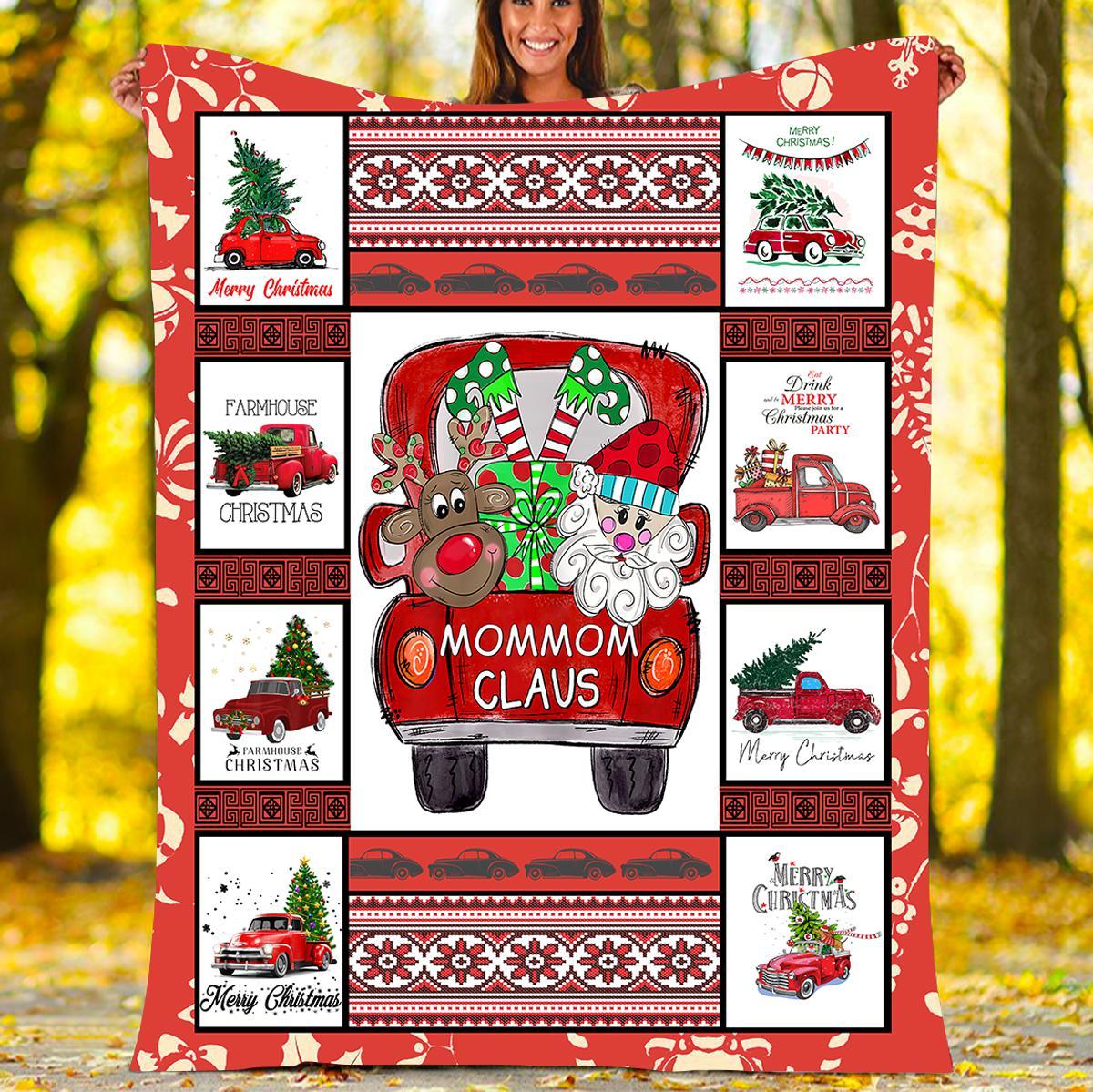 Custom Blankets - MomMom Claus Christmas Blanket - Fleece Blankets-A Loves Gift