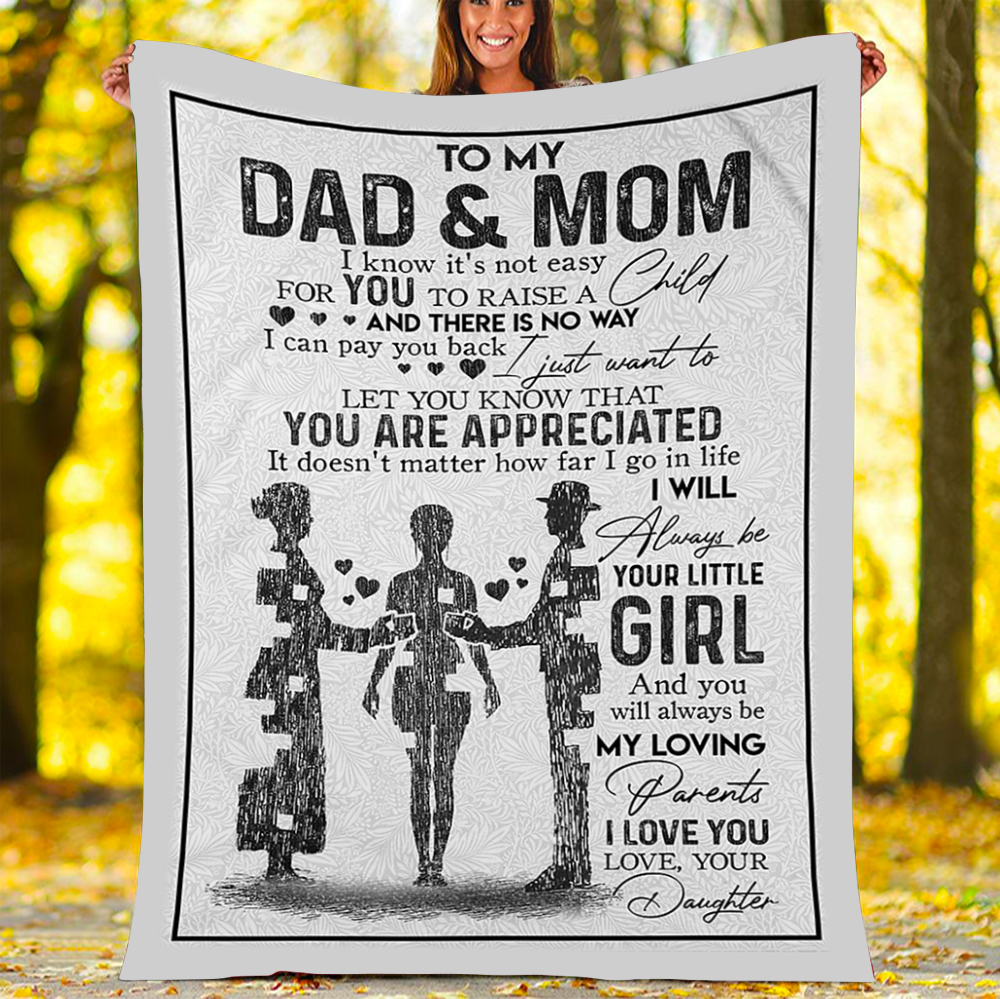 Customs Blanket To My Dad And Mom - Perfect Gift For Dad And Mom - Fleece Blanket-A Loves Gift