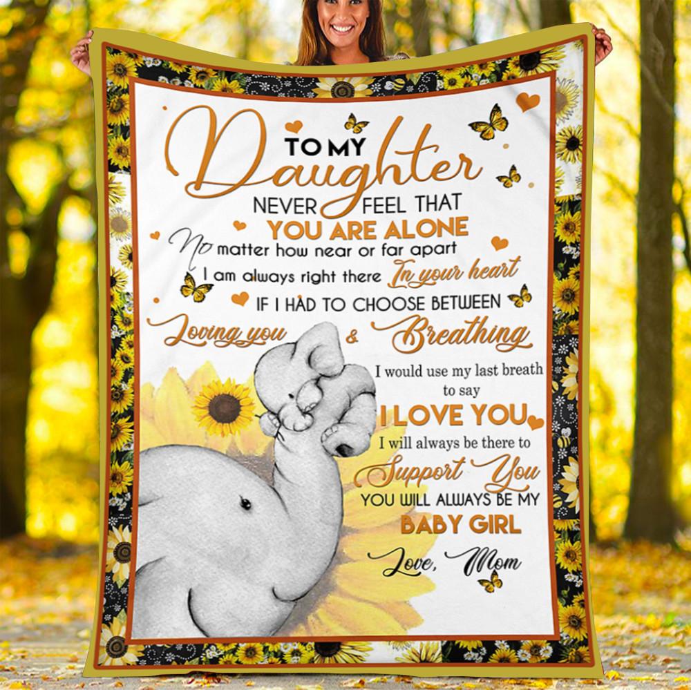 Custom Blanket Elephant To My Daughter Blanket - Gift For Daughter - Fleece Blanket-A Loves Gift