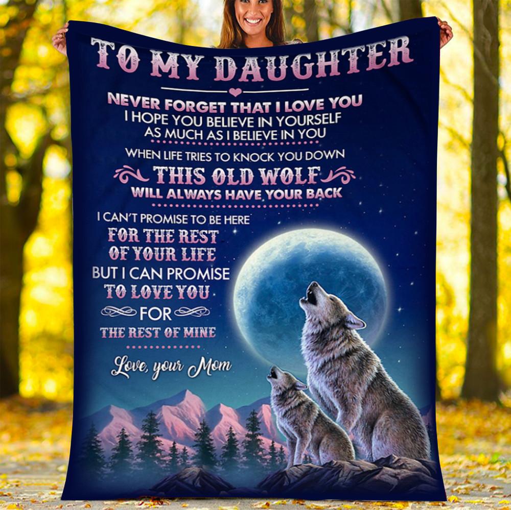 Custom Blanket Wolf To my Daughter Blanket - Gift For Daughter - Fleece Blanket-A Loves Gift