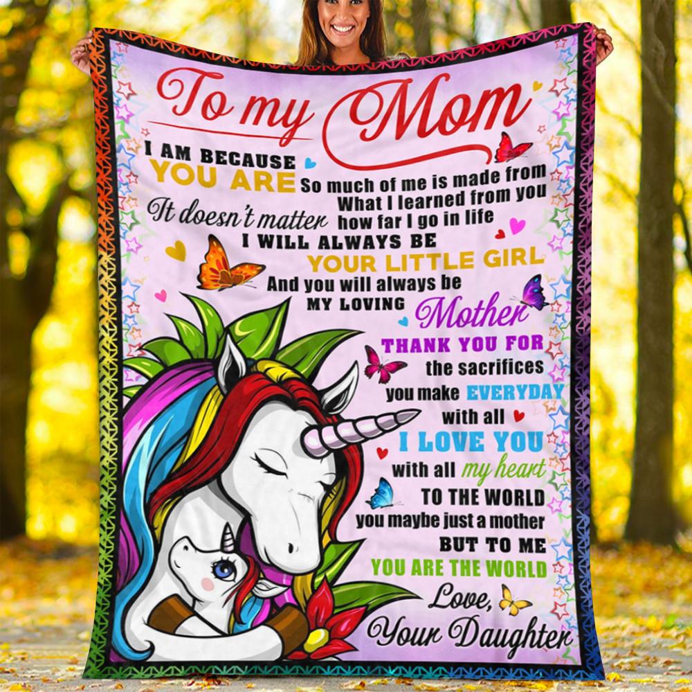 Custom Blanket Unicorn To My Mom Blanket - Gift For Mom - Fleece Blanket-A Loves Gift