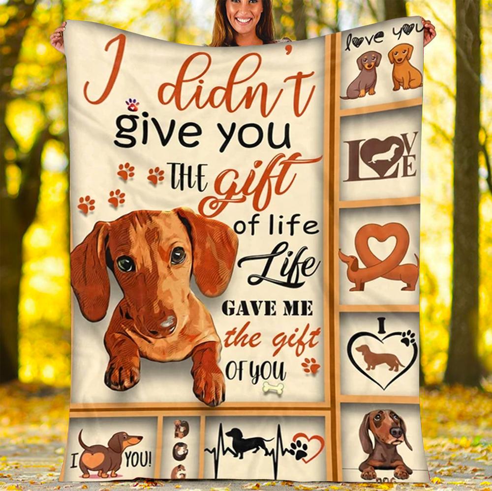 Custom Dachshund Dog Blanket - Doxie Mom Gift - Fleece Blanket-A Loves Gift