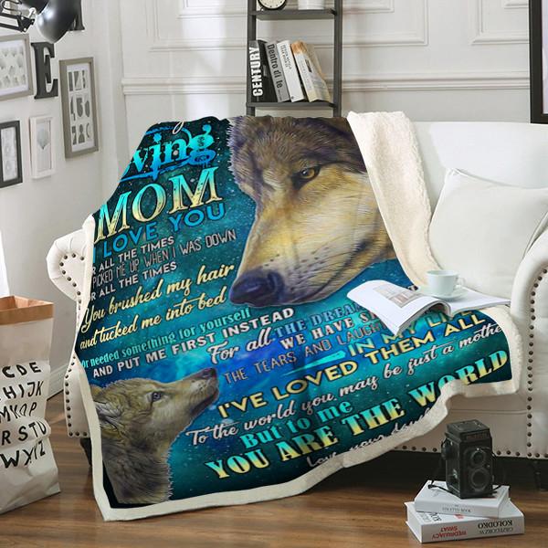 Wolf Custom Blanket To My Lovinng Mom Blanket - Perfect Gift For Mom - Fleece Blanket-A Loves Gift