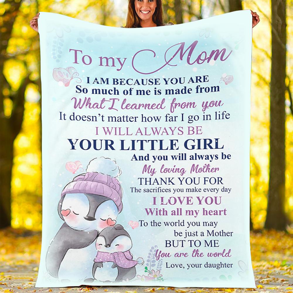 Custom Blanket Penguin To My Mom Blanket - Gift For Mom - Fleece Blanket-A Loves Gift